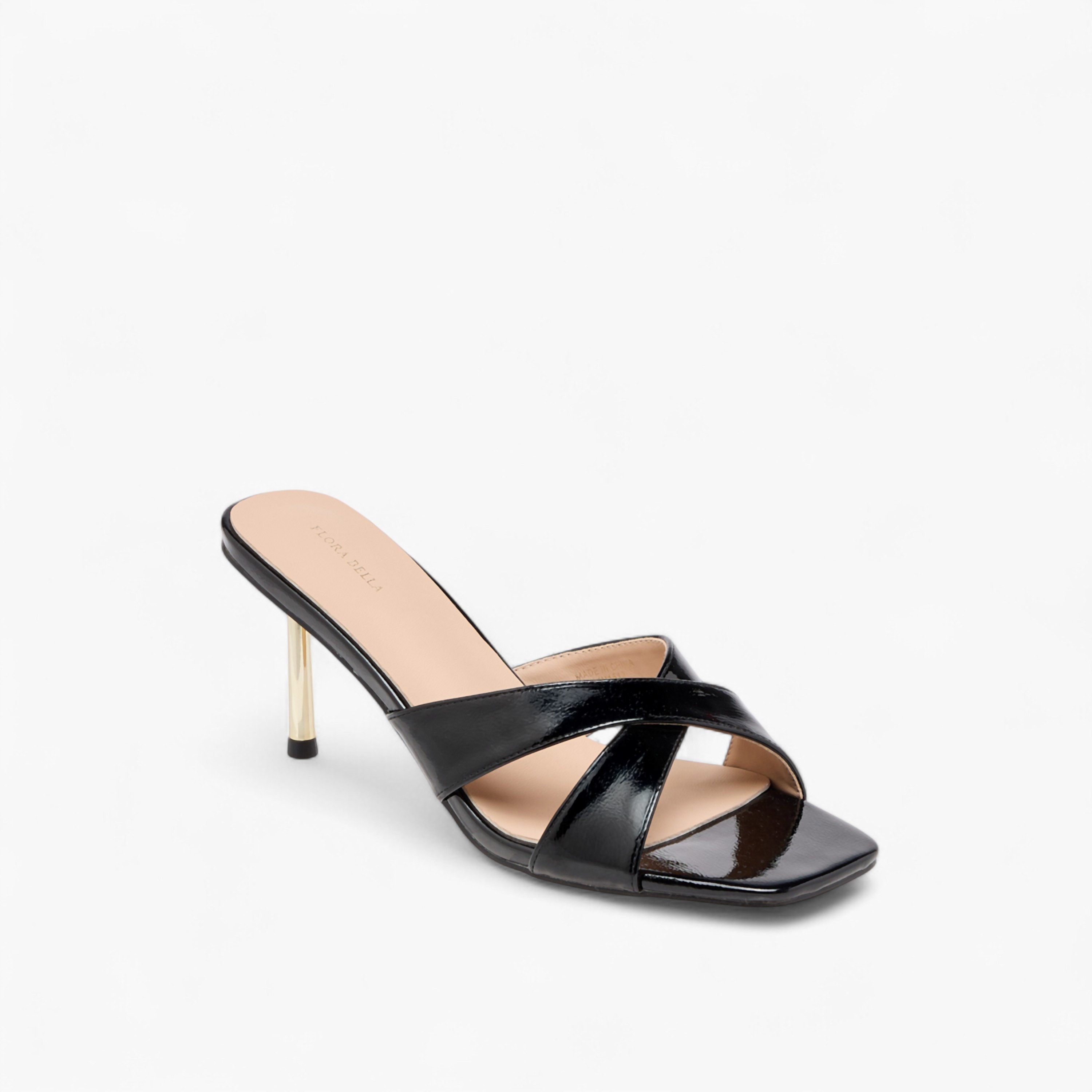 Flora Bella Solid Slip-On Cross Strap Sandals with Stiletto Heels-women-shoes-sandals-heeled-image-2