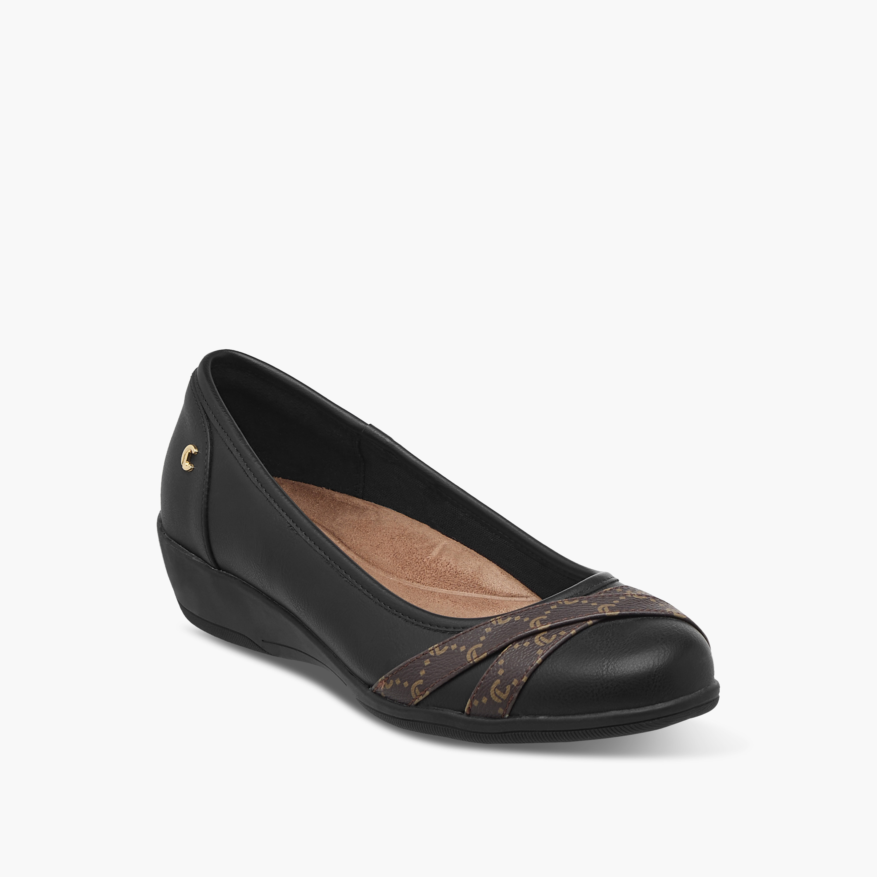 حذاء مريح سهل الارتداء بكعب ويدج وطبعات مونوجرام من لو كونفورت-women-shoes-heels-image-2