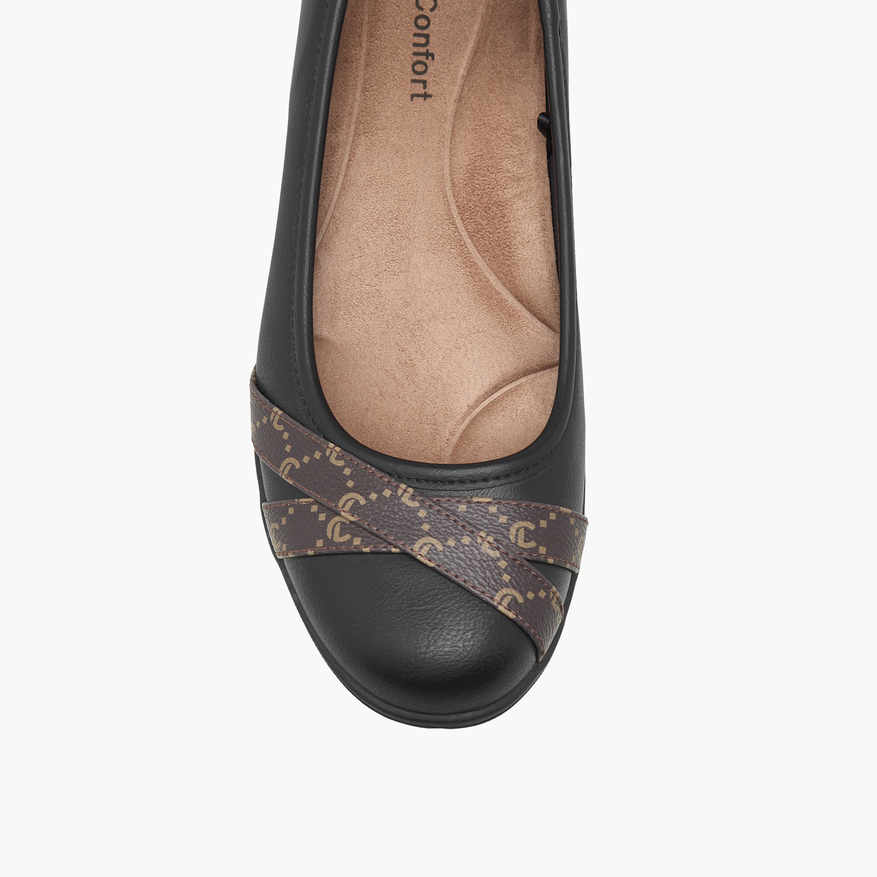 حذاء مريح سهل الارتداء بكعب ويدج وطبعات مونوجرام من لو كونفورت-women-shoes-heels-image-4