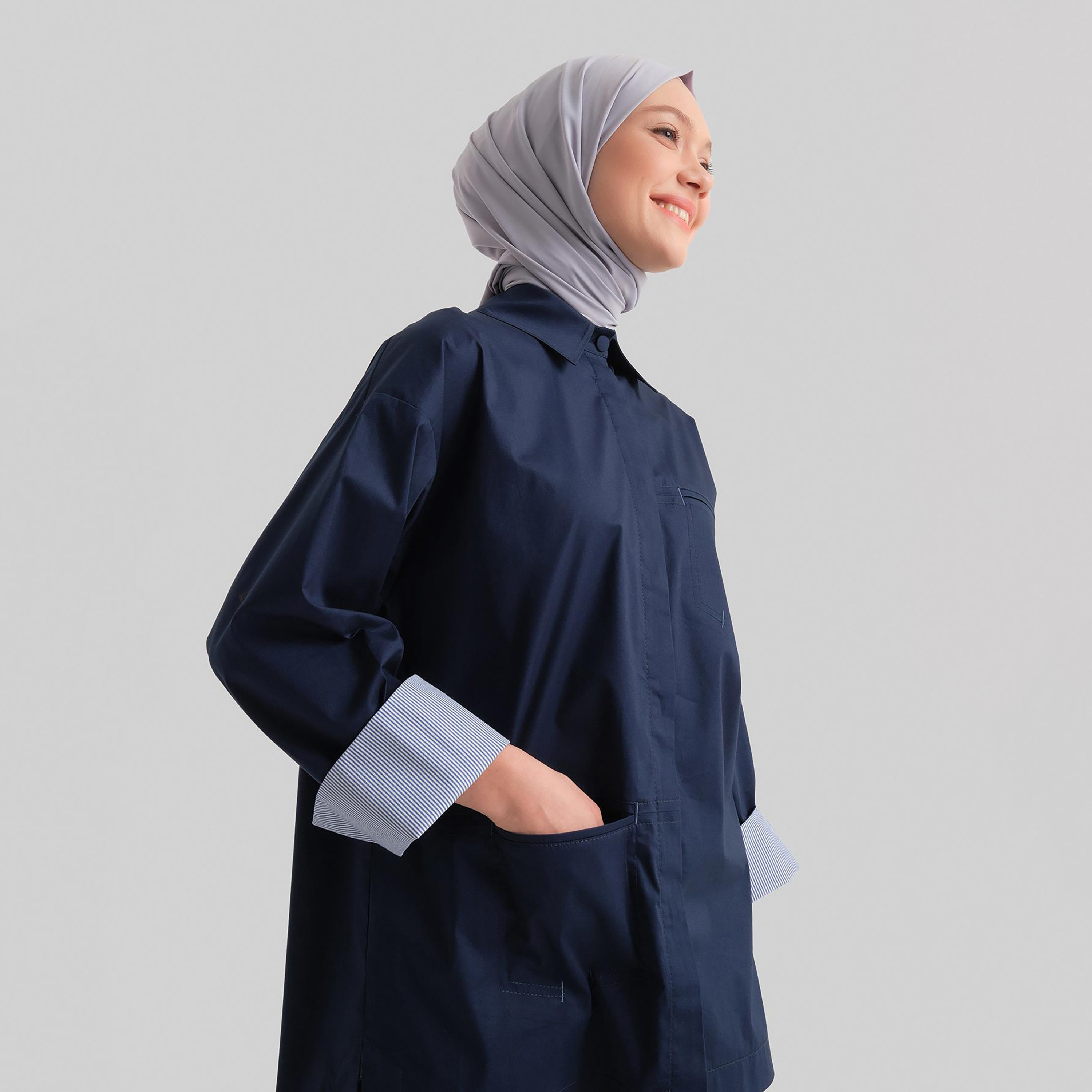 قميص أرمين نسائي بياقة مخططة وأكمام-women-clothing-shirtsandblouses-shirts-image-7