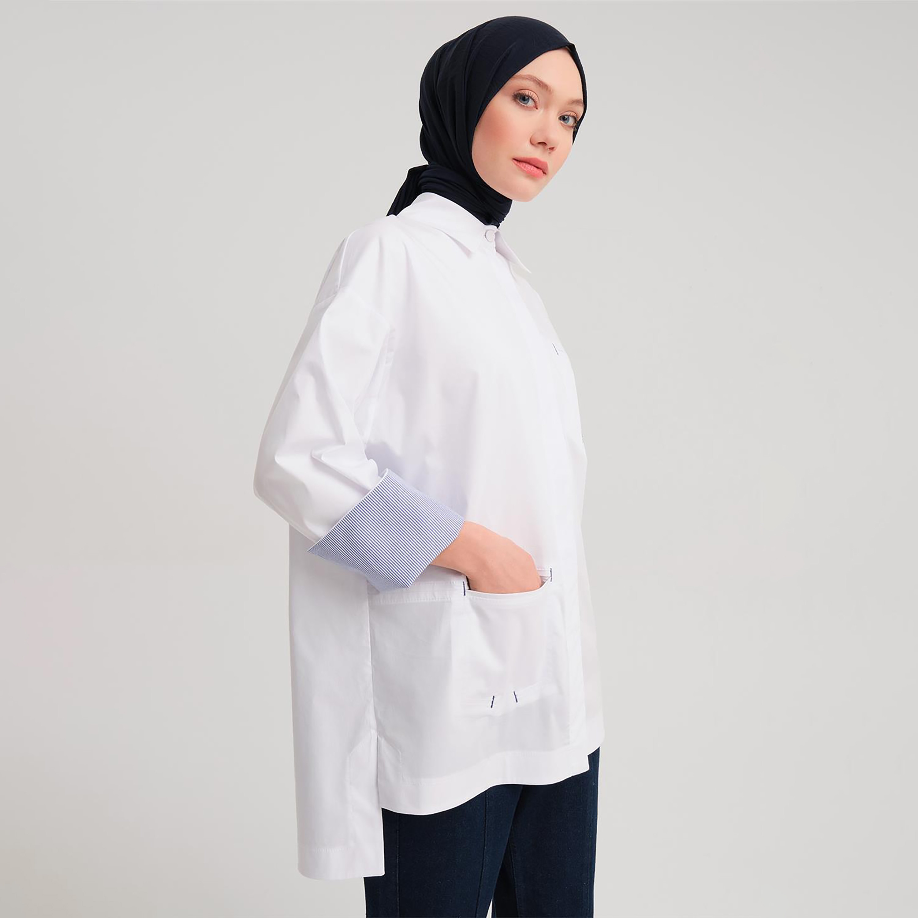 قميص أرمين نسائي بياقة مخططة وأكمام-women-clothing-shirtsandblouses-shirts-image-5