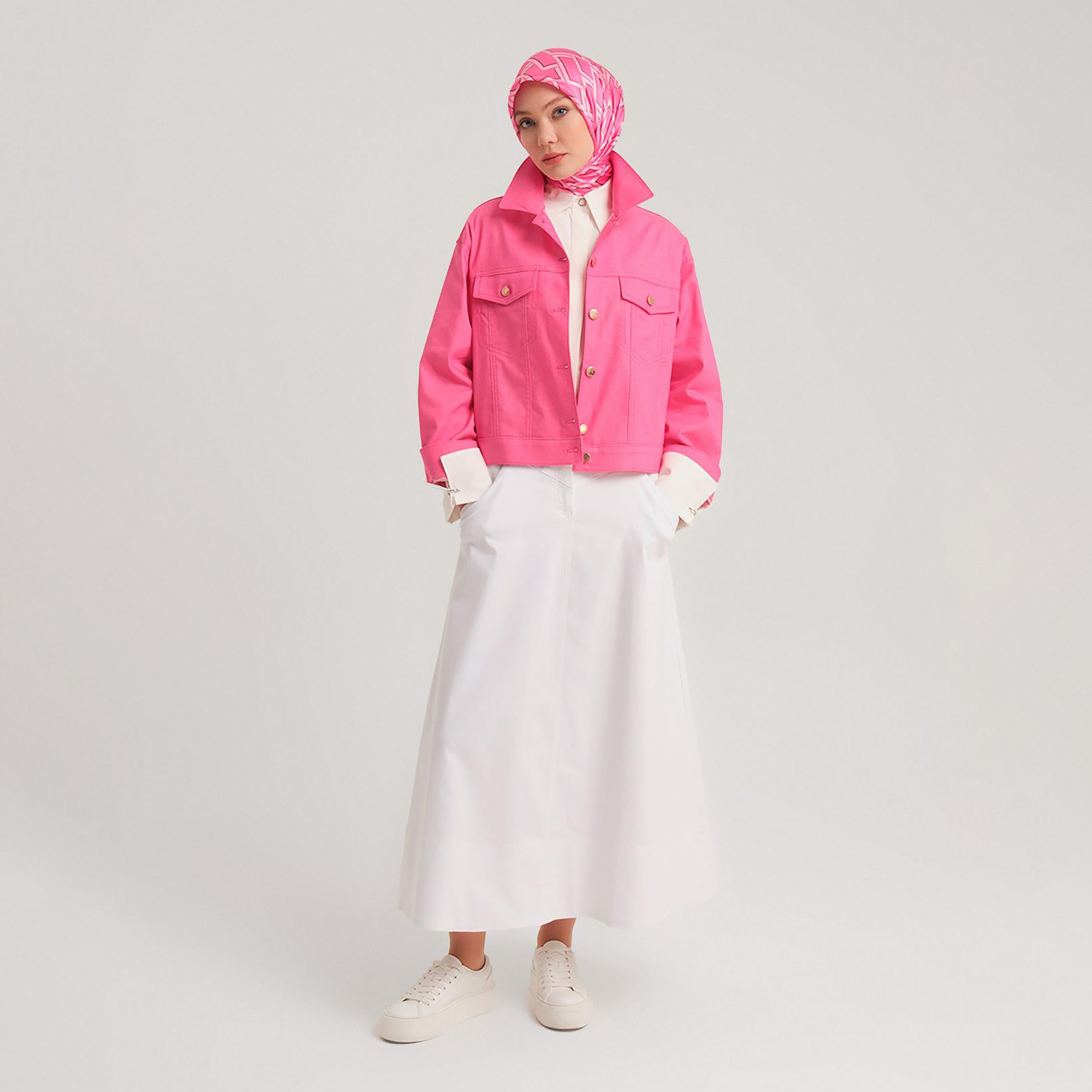 Armine Pink Collared Women's Denim Jacket-women-clothing-coatsandjackets-jackets-image-3