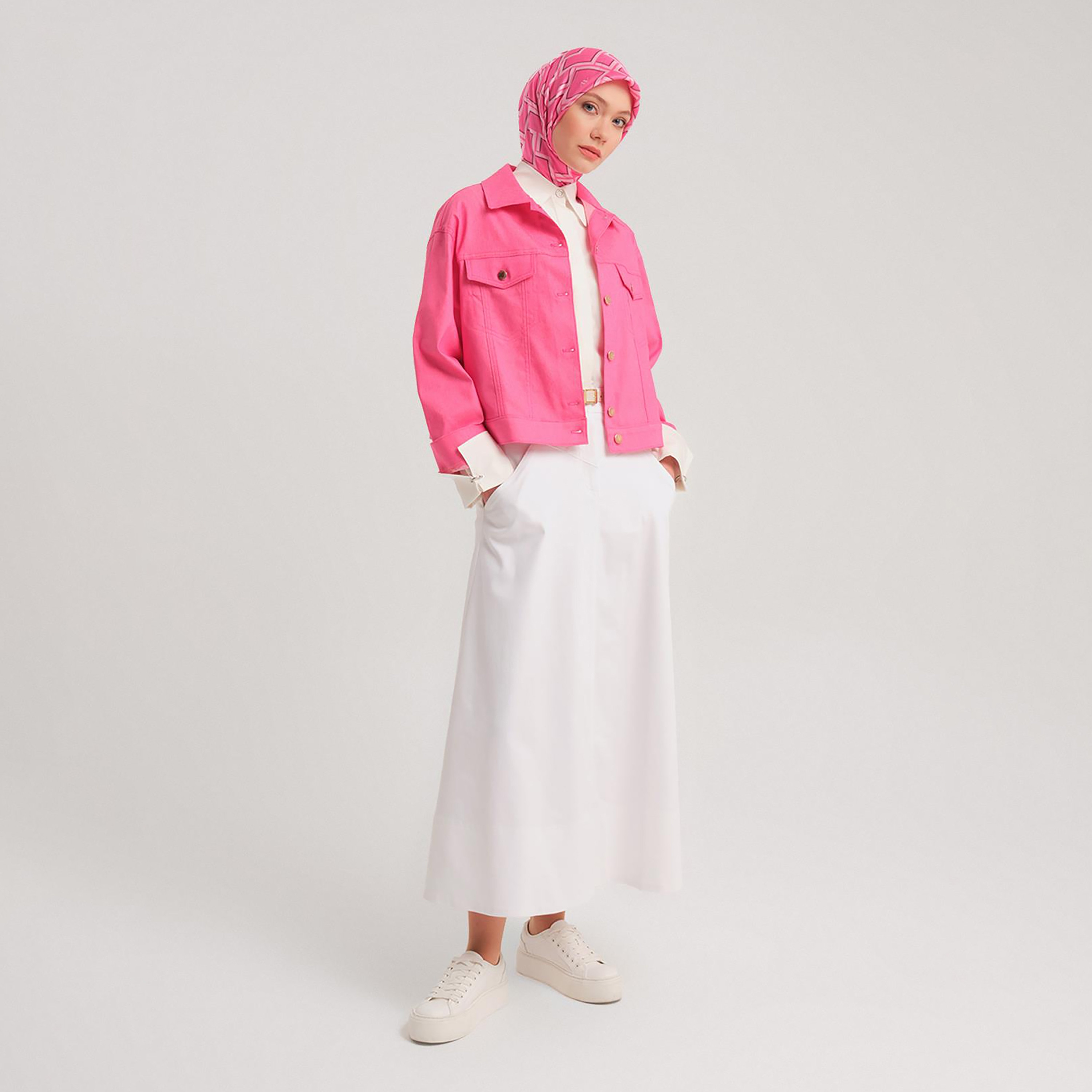 Armine Pink Collared Women's Denim Jacket-women-clothing-coatsandjackets-jackets-image-4