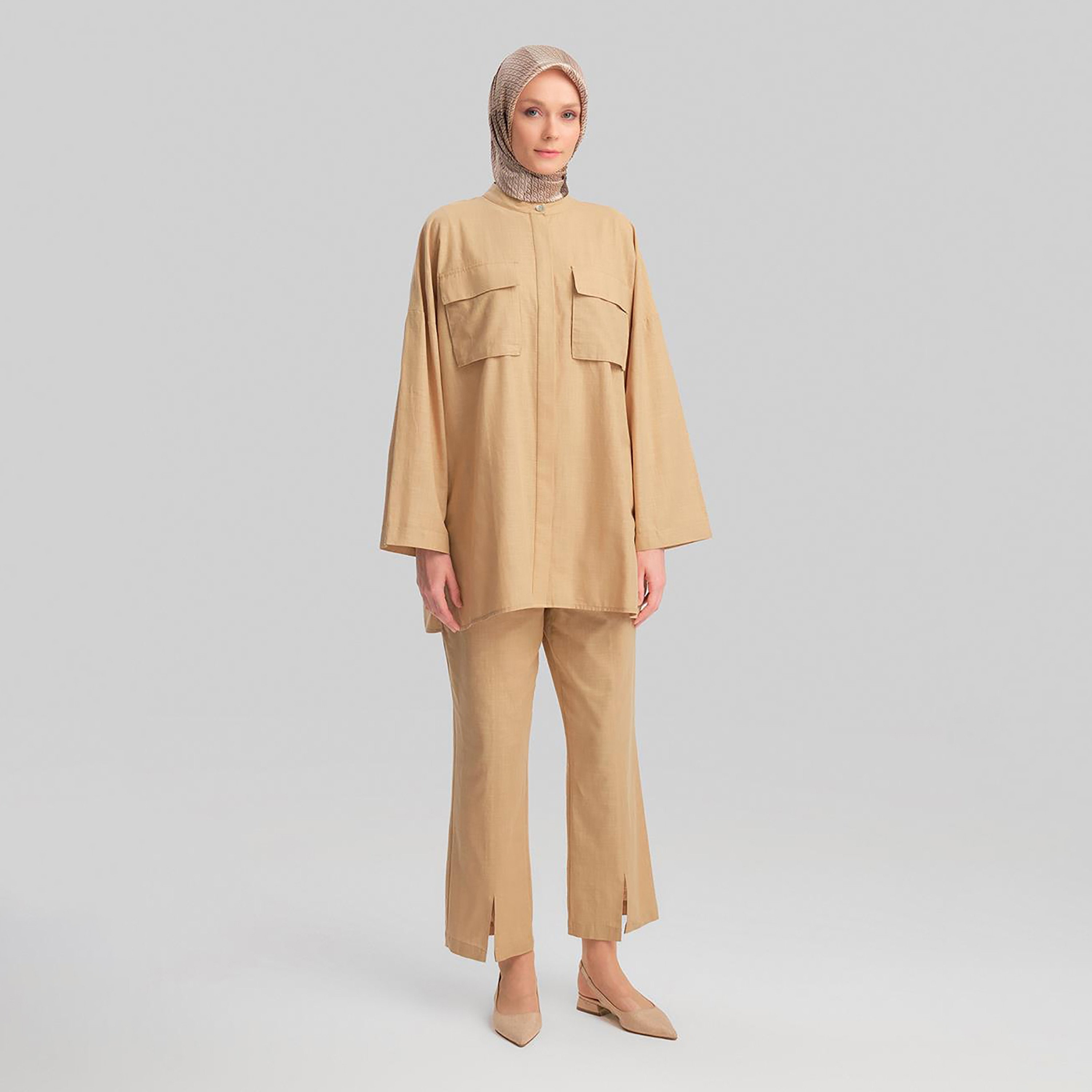 Armine 2-Piece Mandarin Neck Women's Shirt And Pants Co-Ord Set-women-clothing-coordsets-image-5
