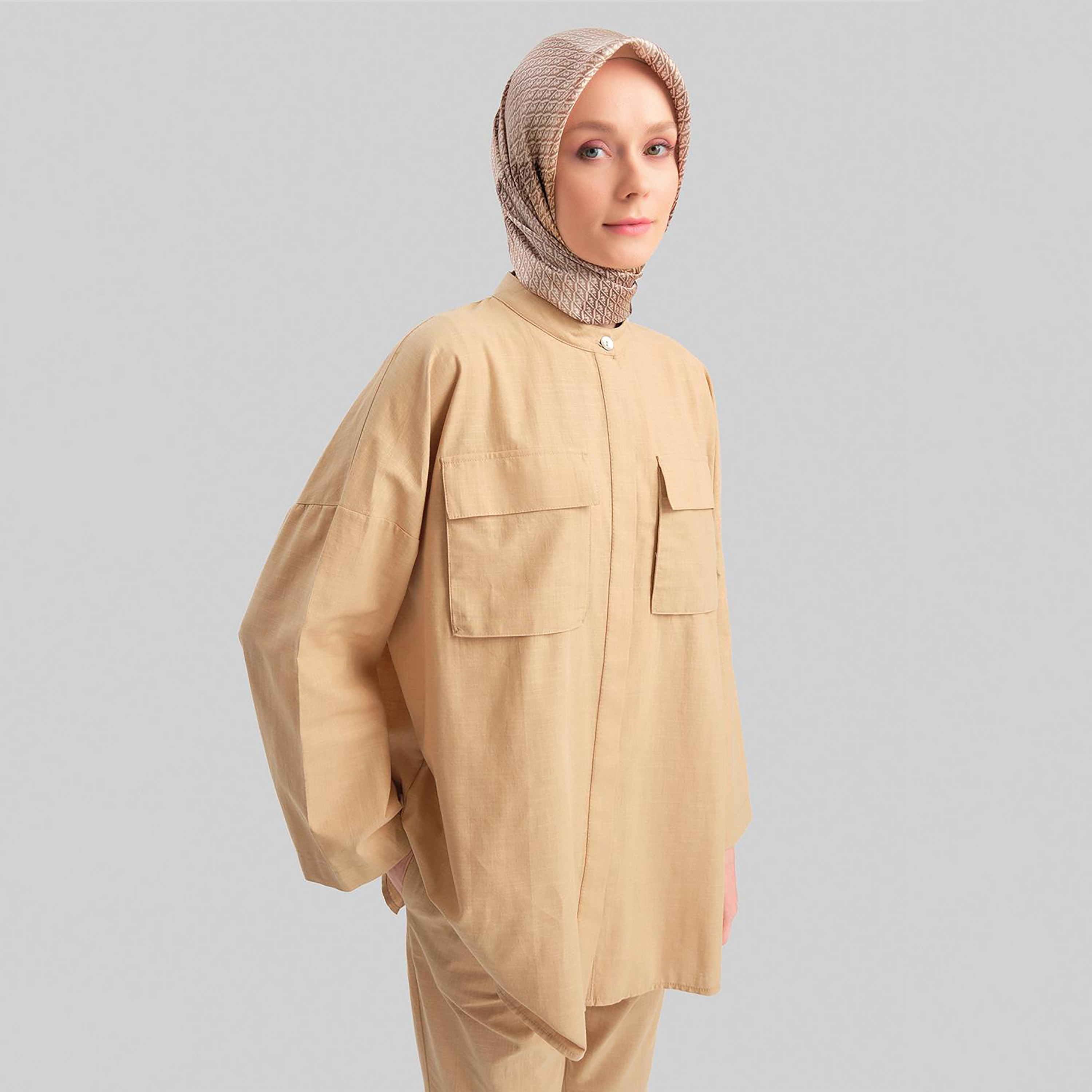 Armine 2-Piece Mandarin Neck Women's Shirt And Pants Co-Ord Set-women-clothing-coordsets-image-7