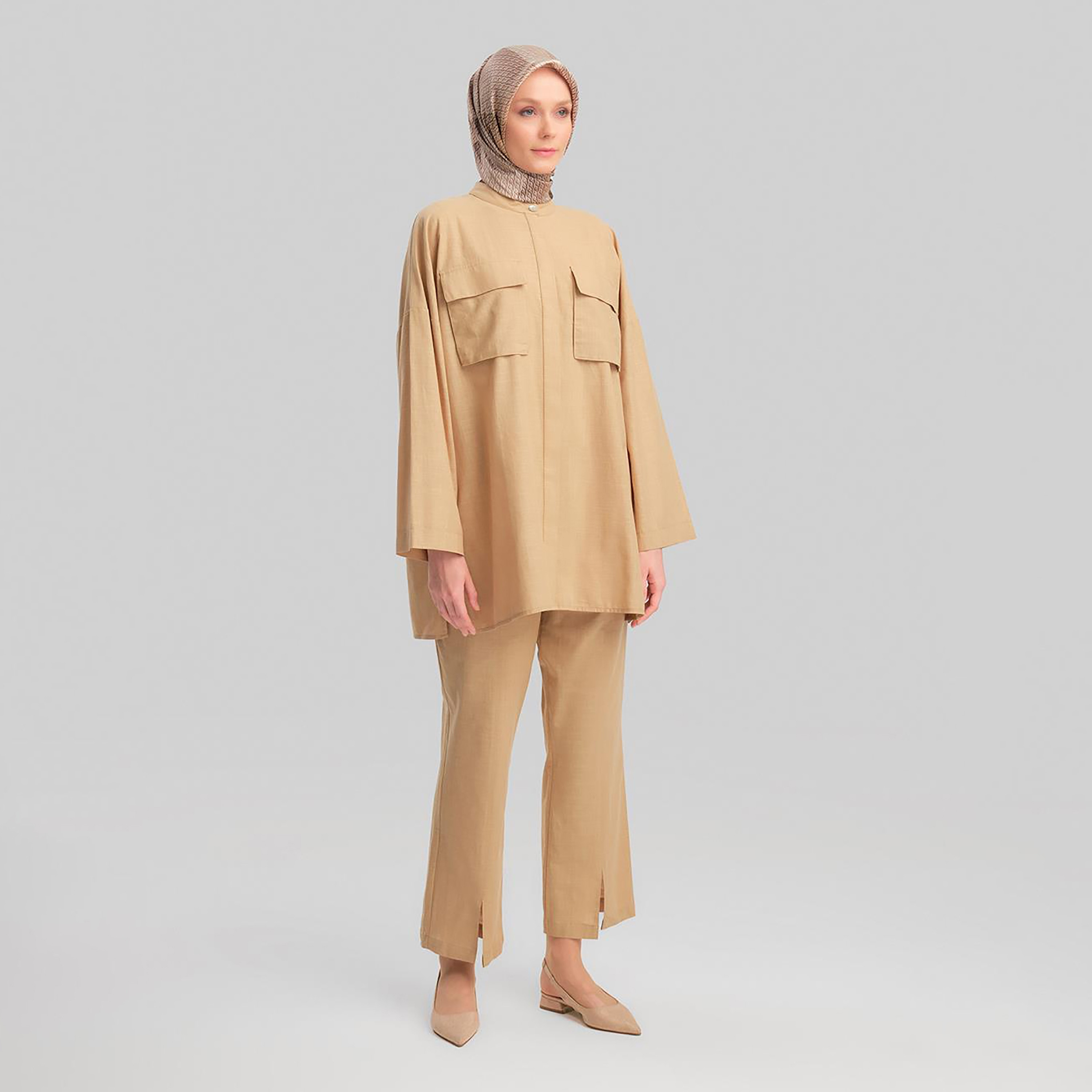 Armine 2-Piece Mandarin Neck Women's Shirt And Pants Co-Ord Set-women-clothing-coordsets-image-8