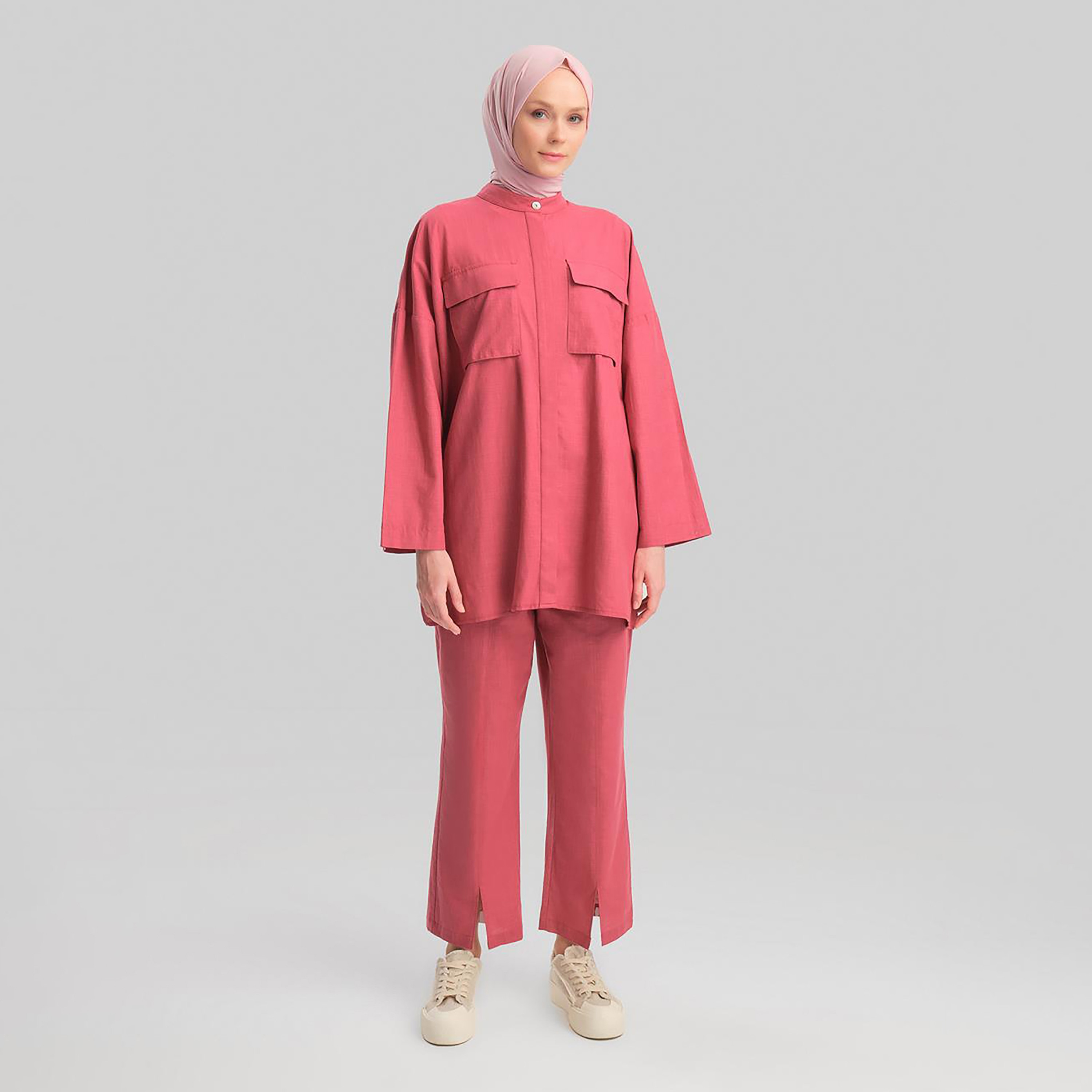 Armine 2-Piece Mandarin Neck Women's Shirt And Pants Co-Ord Set-women-clothing-coordsets-image-16