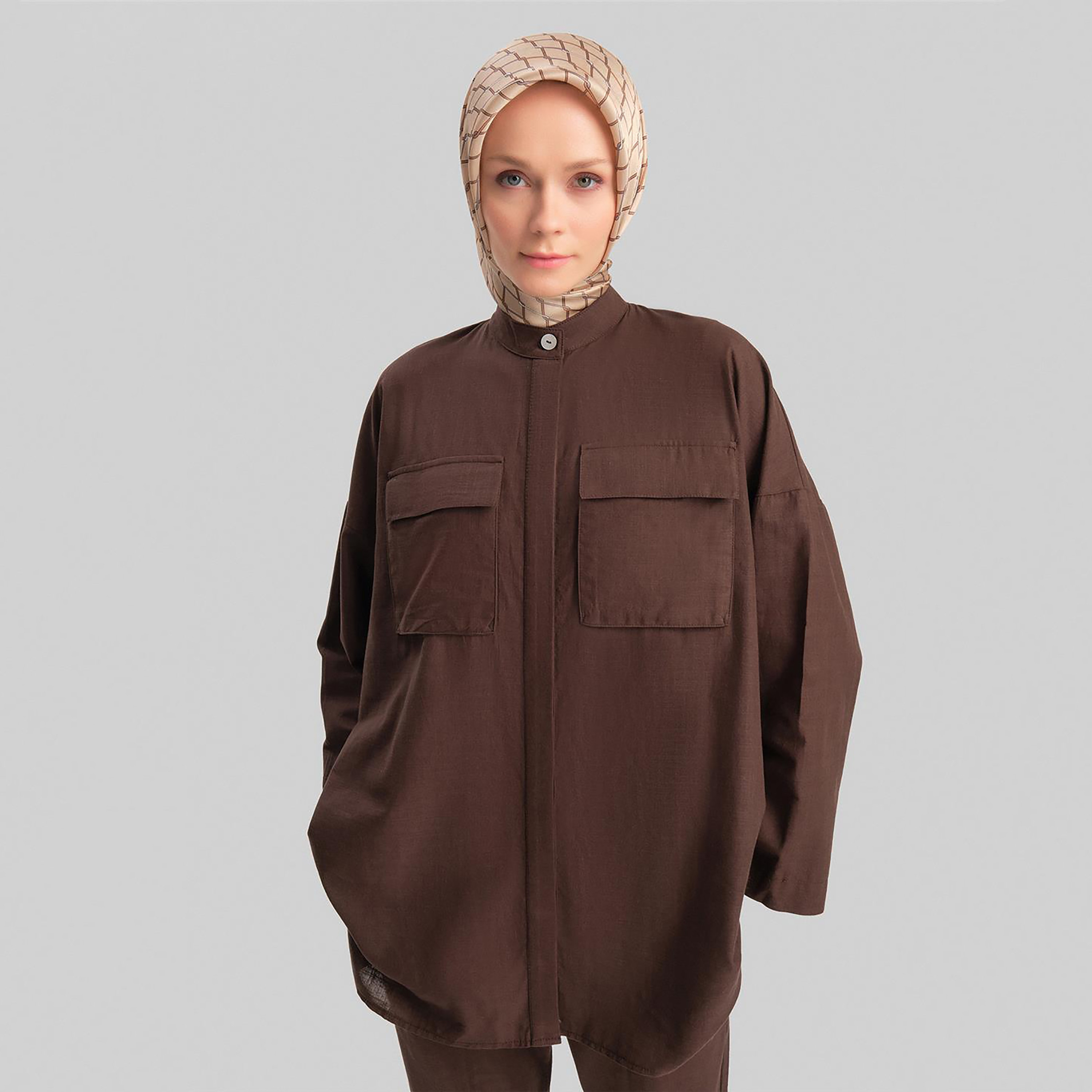Armine 2-Piece Mandarin Neck Women's Shirt And Pants Co-Ord Set-women-clothing-coordsets-image-2