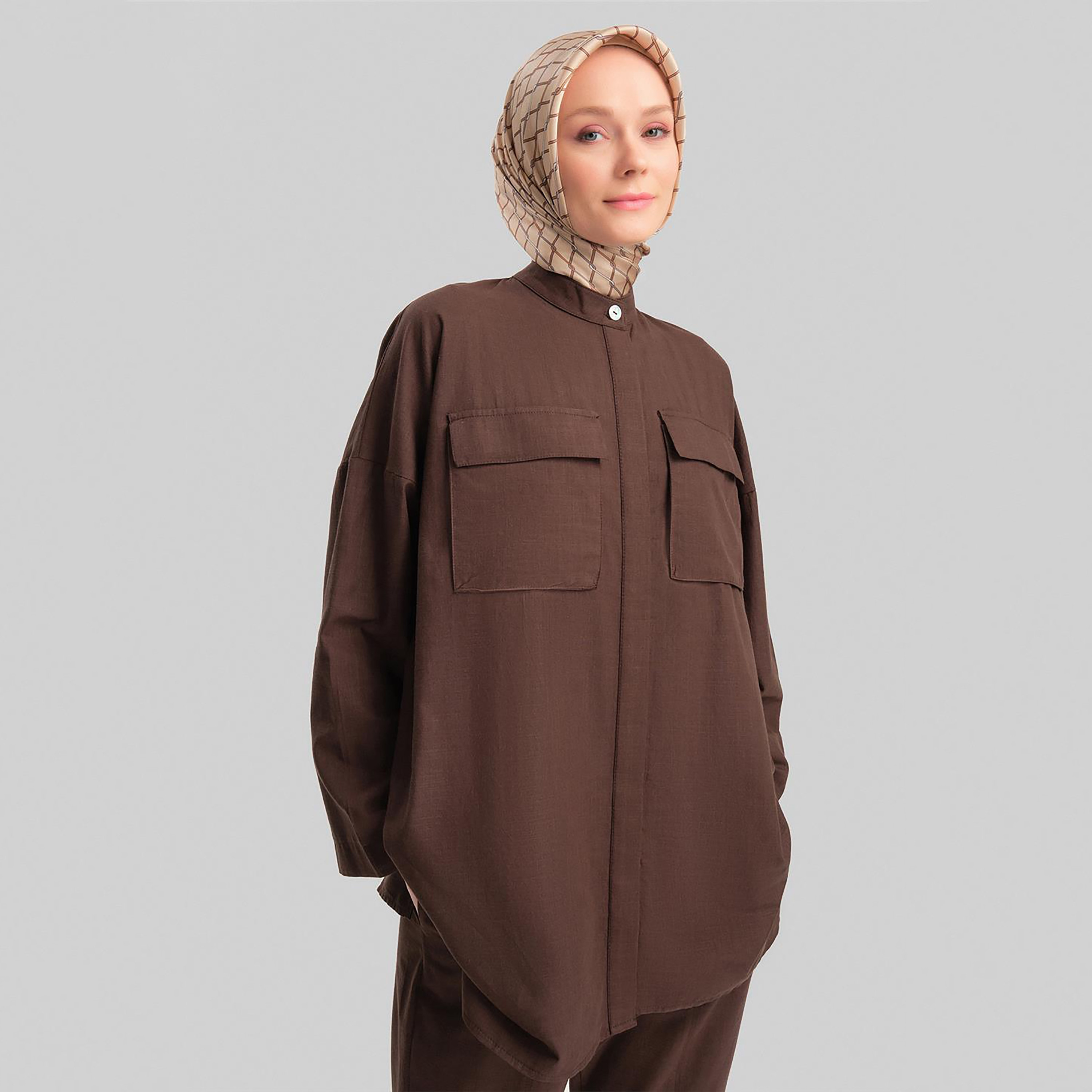 Armine 2-Piece Mandarin Neck Women's Shirt And Pants Co-Ord Set-women-clothing-coordsets-image-3