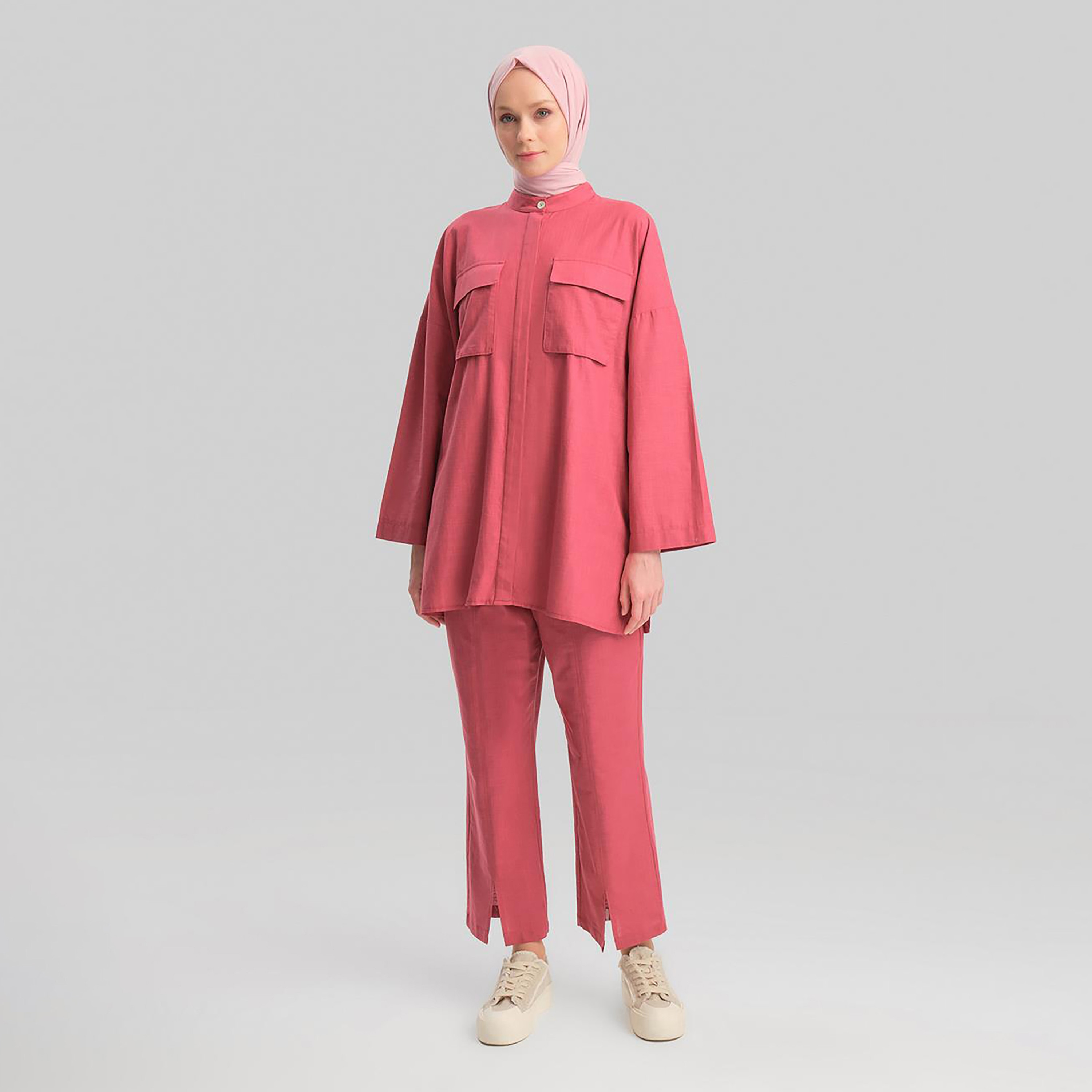 Armine 2-Piece Mandarin Neck Women's Shirt And Pants Co-Ord Set-women-clothing-coordsets-image-17