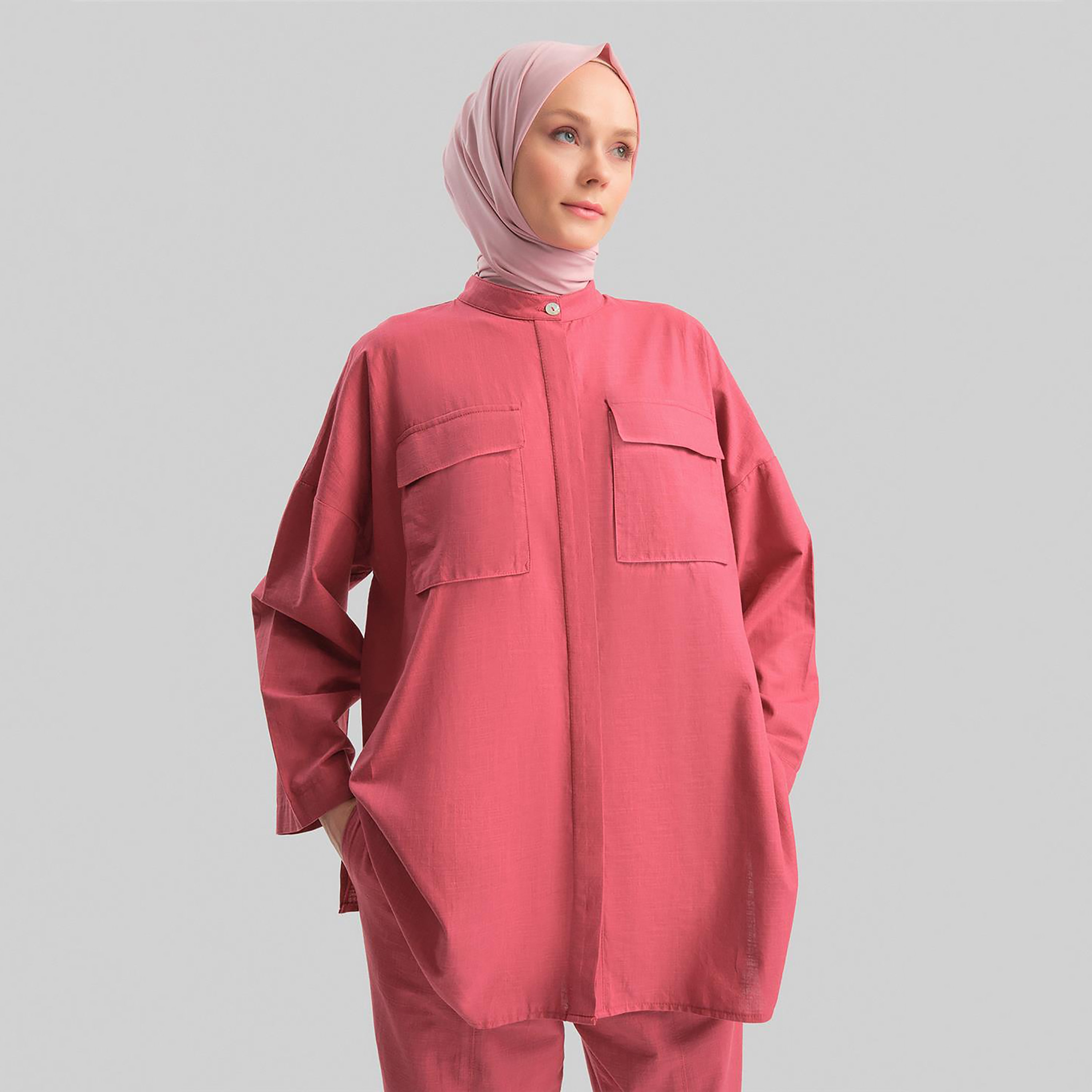 Armine 2-Piece Mandarin Neck Women's Shirt And Pants Co-Ord Set-women-clothing-coordsets-image-18