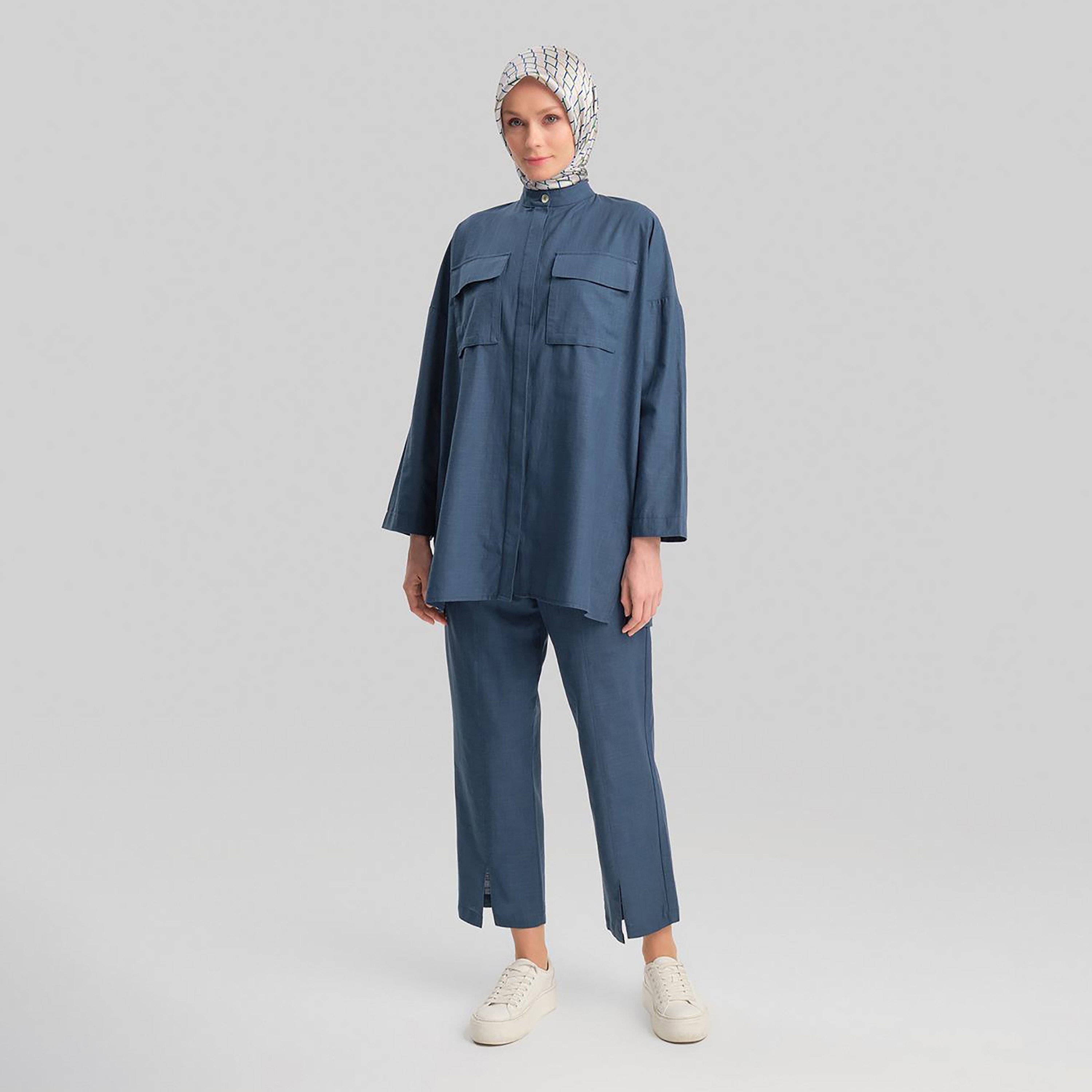 Armine 2-Piece Mandarin Neck Women's Shirt And Pants Co-Ord Set-women-clothing-coordsets-image-9