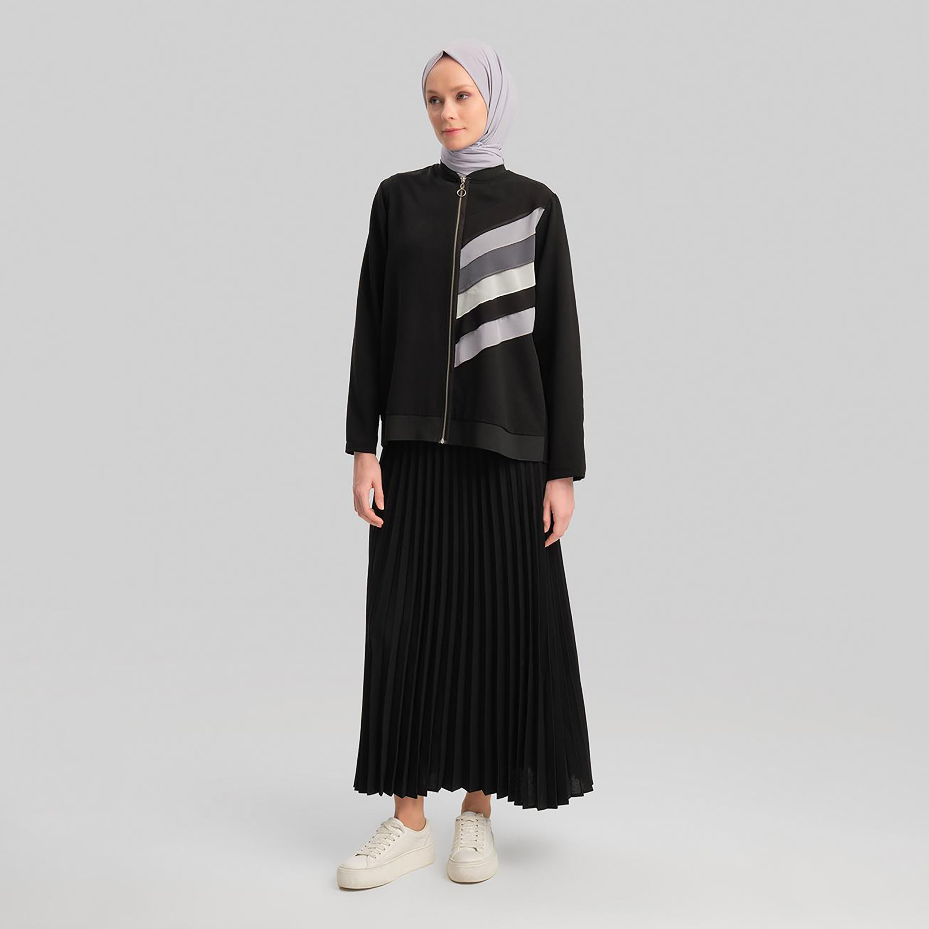 طقم جاكيت نسائي ذو ياقة ثابتة من Armine مكون من قطعتين وتنورة طويلة-women-clothing-coordsets-image-8