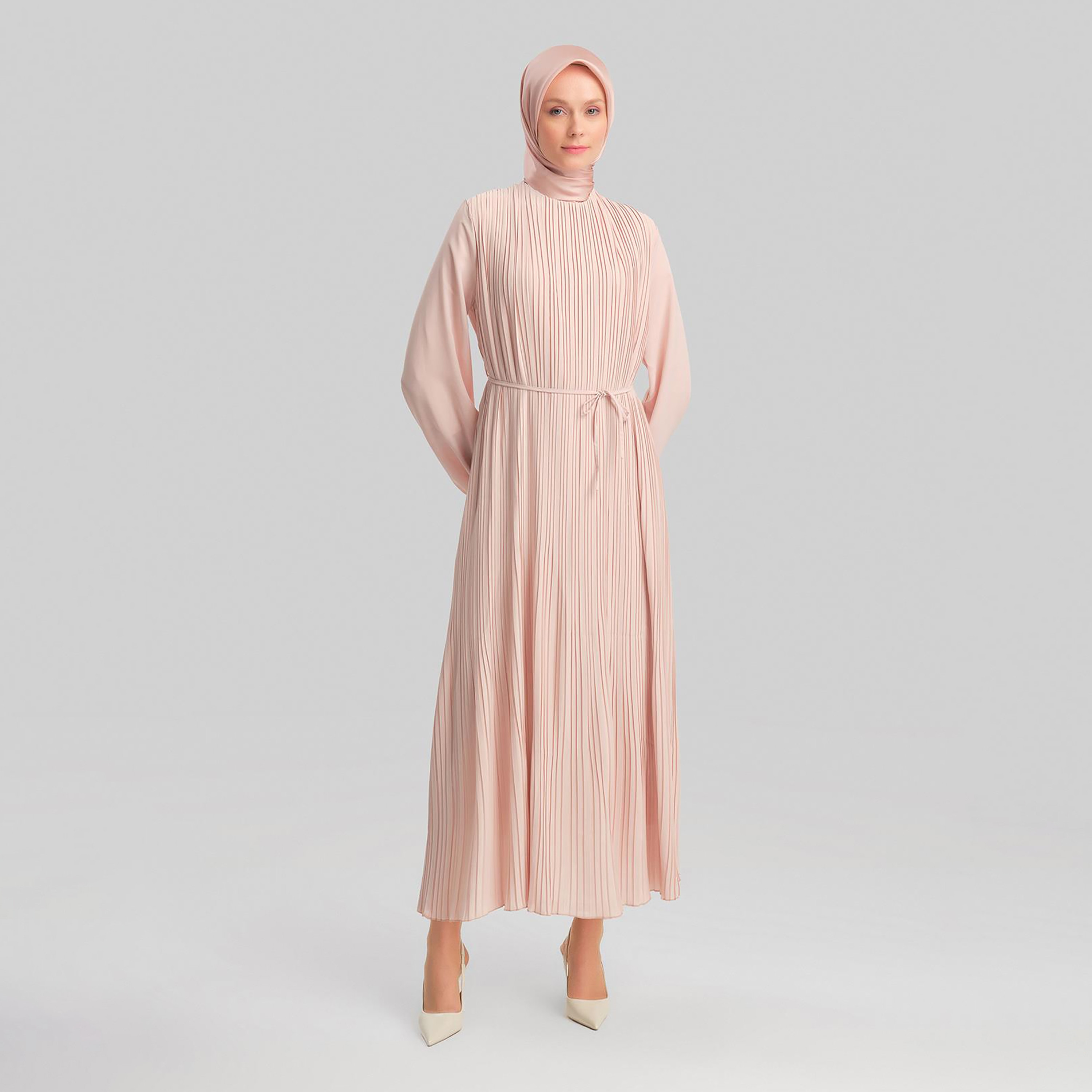 Armine Pleated Elasticated Cuff Sleeves Women's Maxi A-Line Dress-women-clothing-dresses-image-5