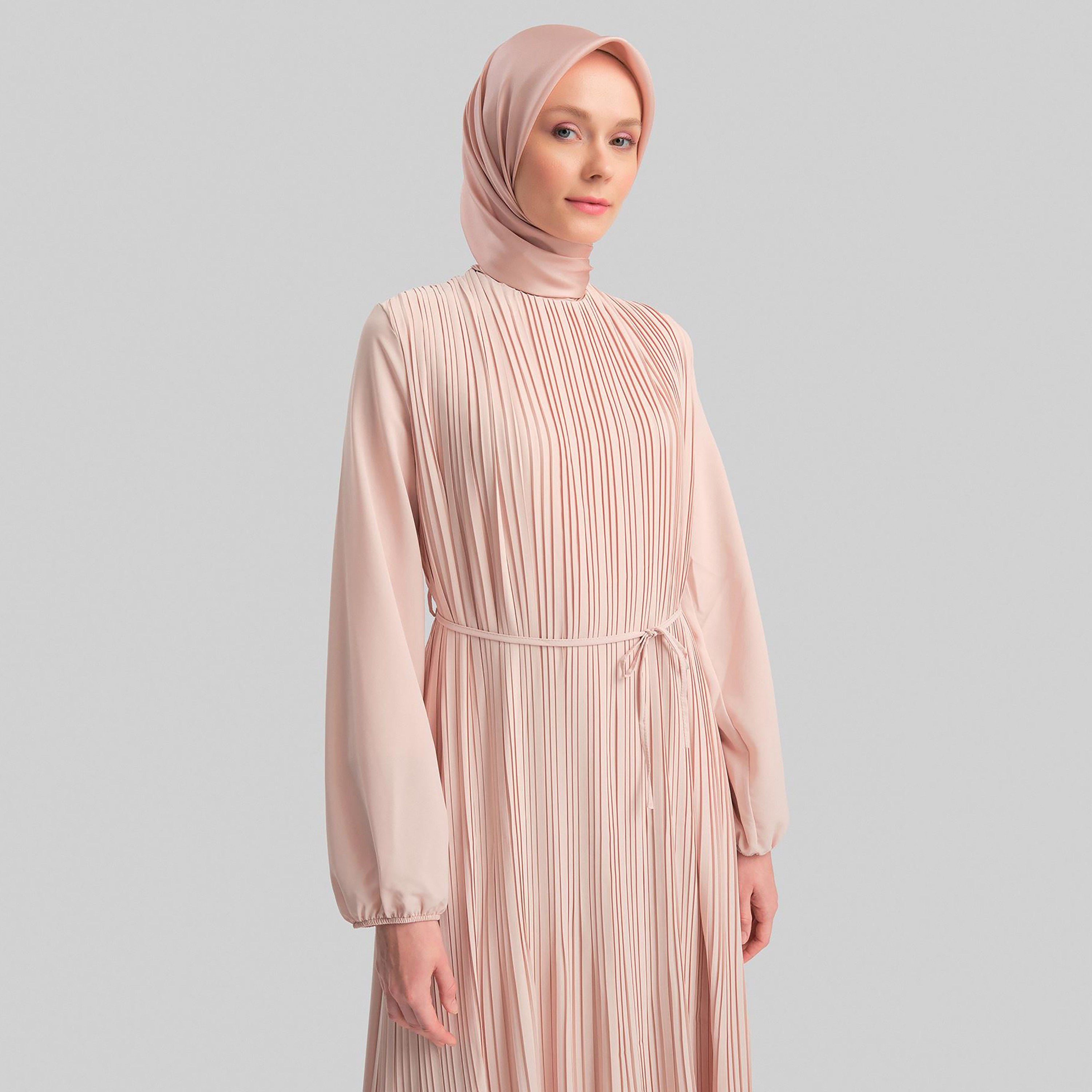 Armine Pleated Elasticated Cuff Sleeves Women's Maxi A-Line Dress-women-clothing-dresses-image-7