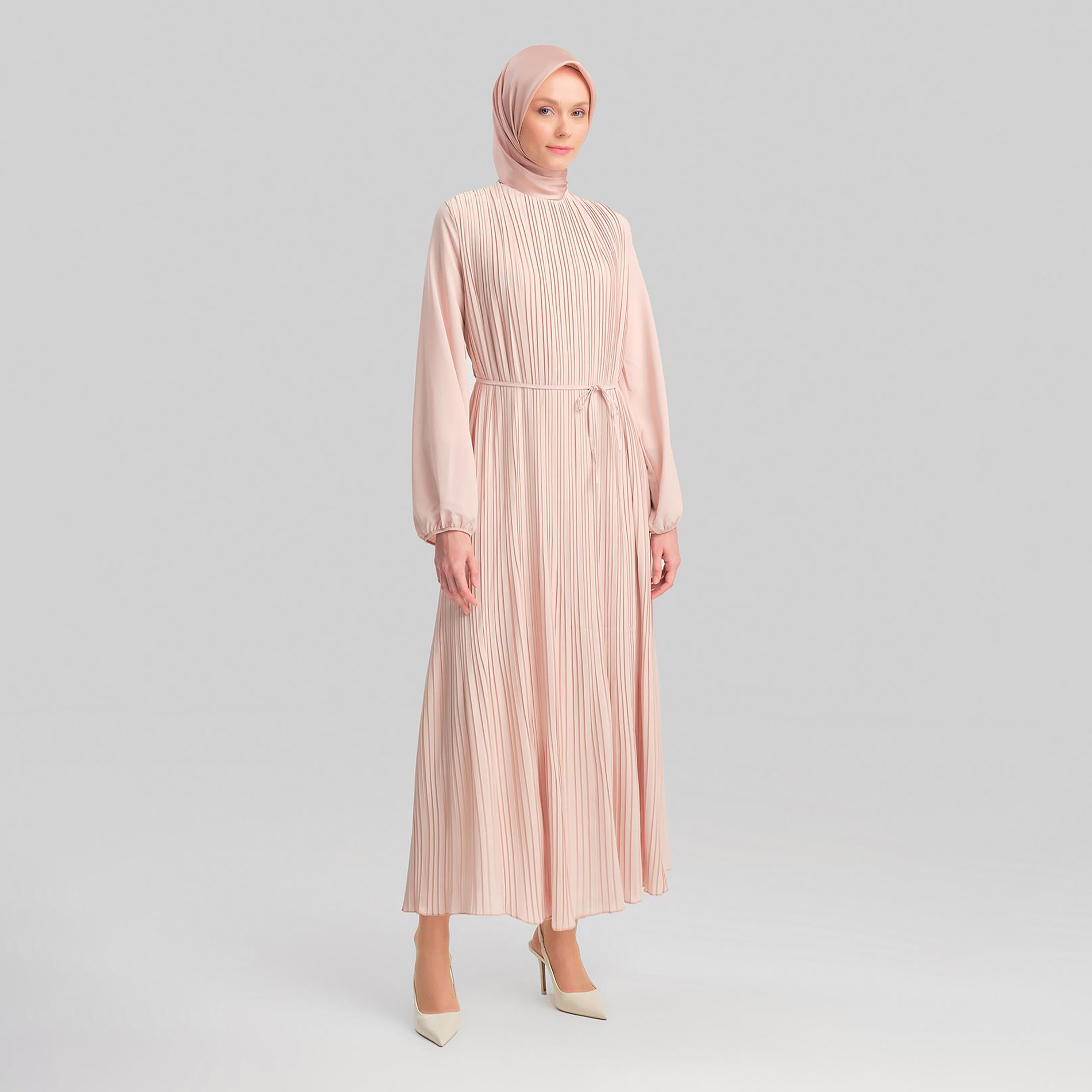 Armine Pleated Elasticated Cuff Sleeves Women's Maxi A-Line Dress-women-clothing-dresses-image-8