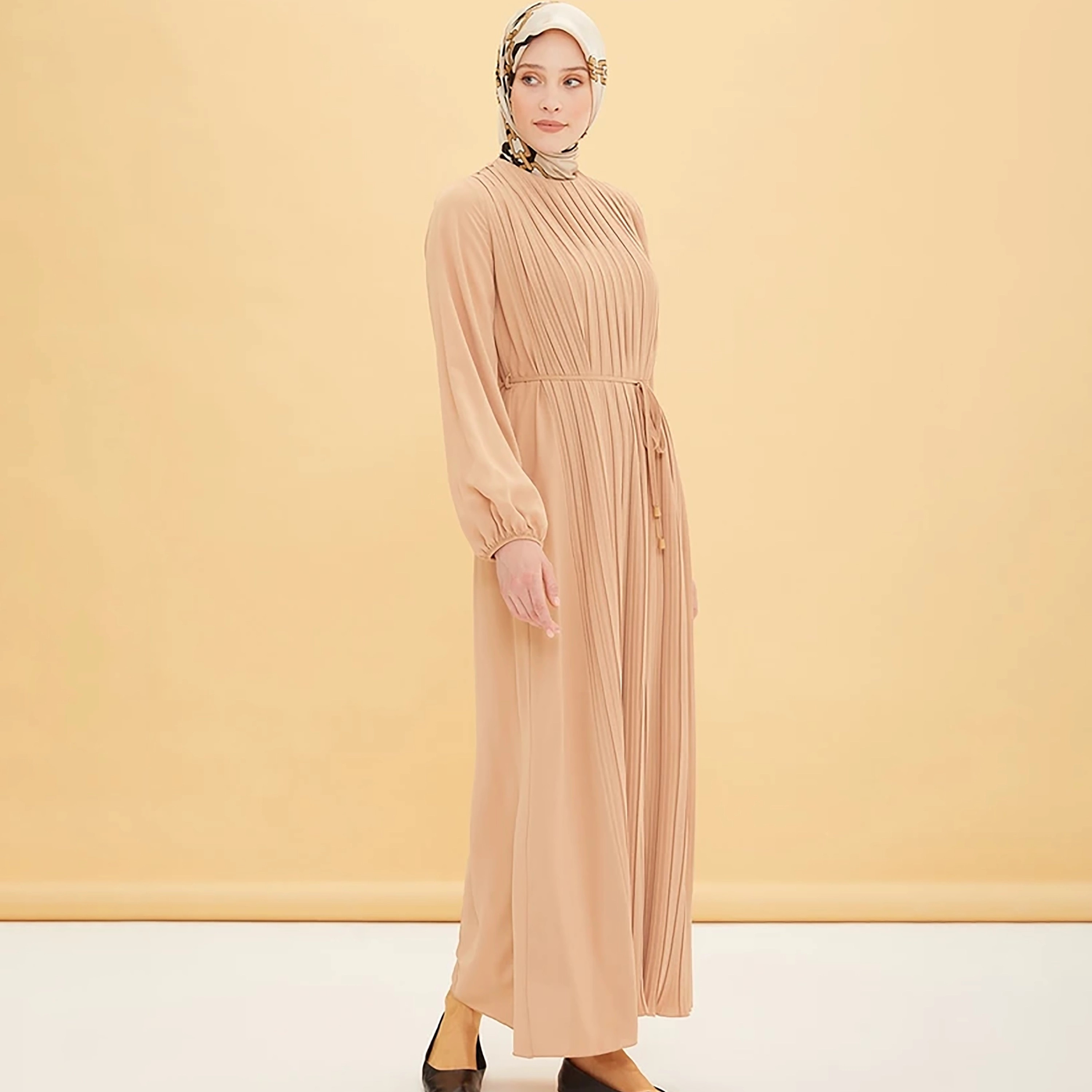 Armine Pleated Elasticated Cuff Sleeves Women's Maxi A-Line Dress-women-clothing-dresses-image-9