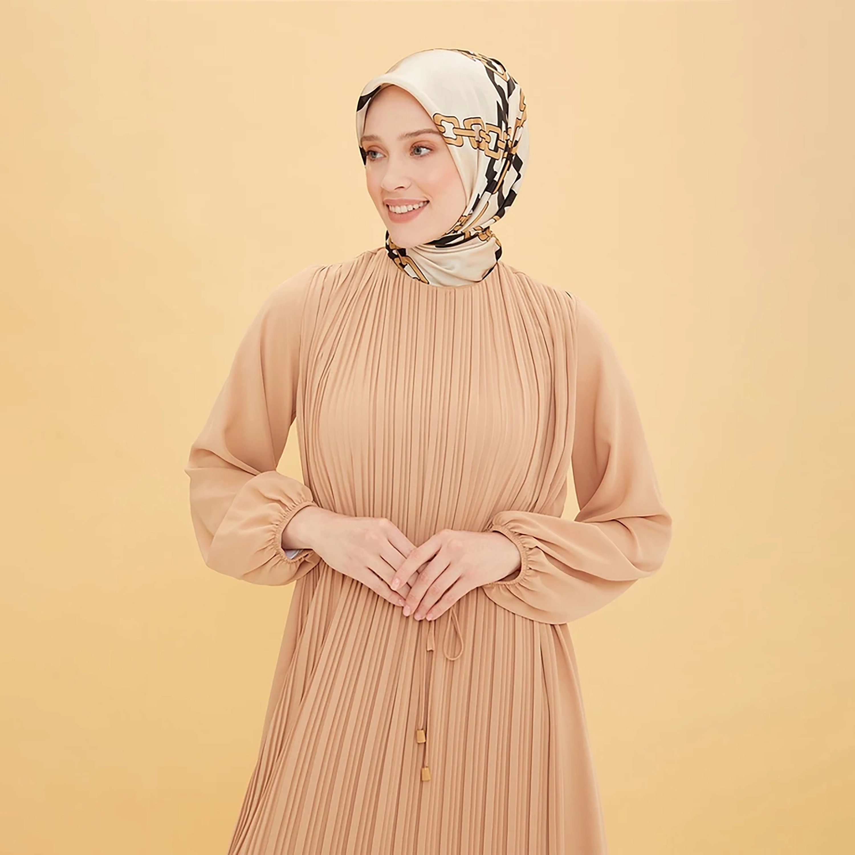 Armine Pleated Elasticated Cuff Sleeves Women's Maxi A-Line Dress-women-clothing-dresses-image-10