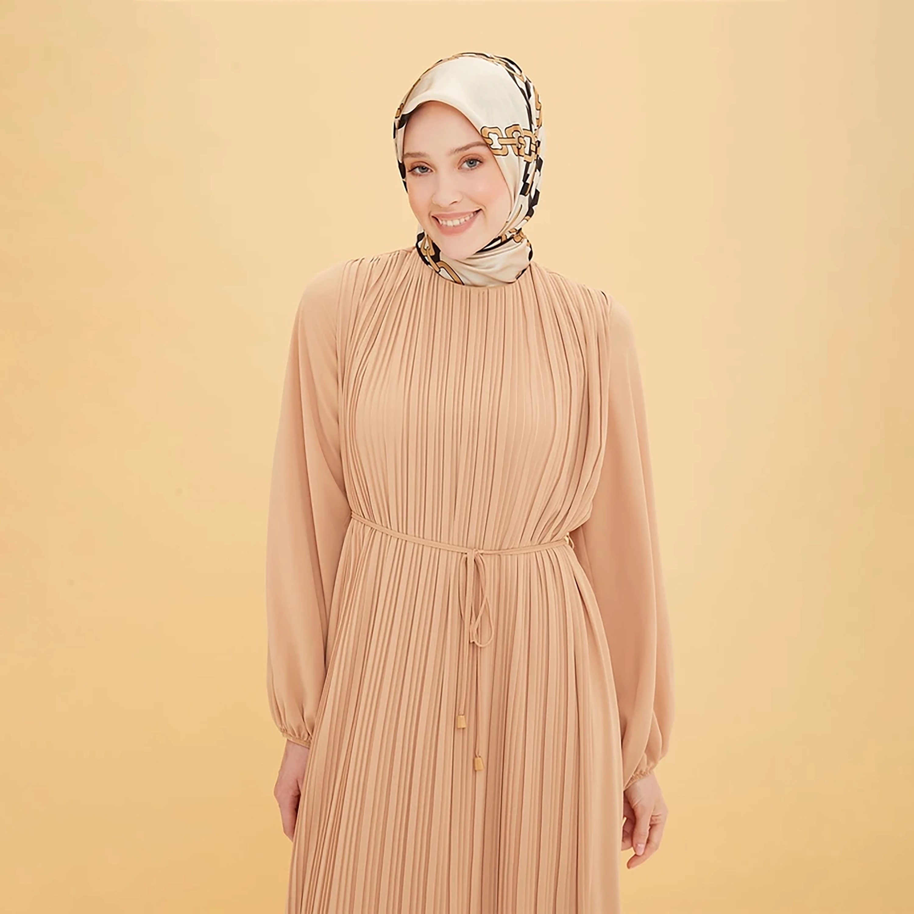 Armine Pleated Elasticated Cuff Sleeves Women's Maxi A-Line Dress-women-clothing-dresses-image-11