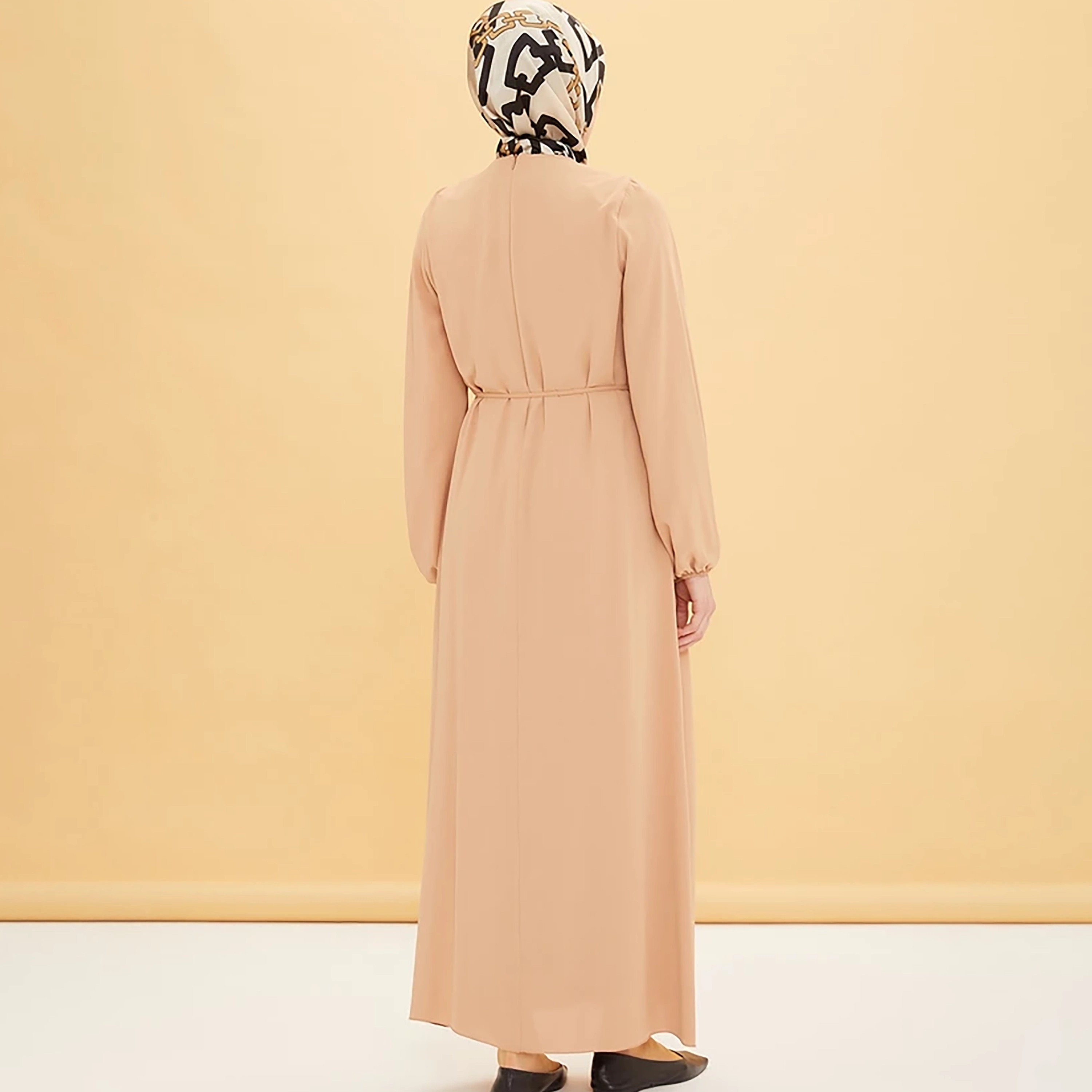 Armine Pleated Elasticated Cuff Sleeves Women's Maxi A-Line Dress-women-clothing-dresses-image-5