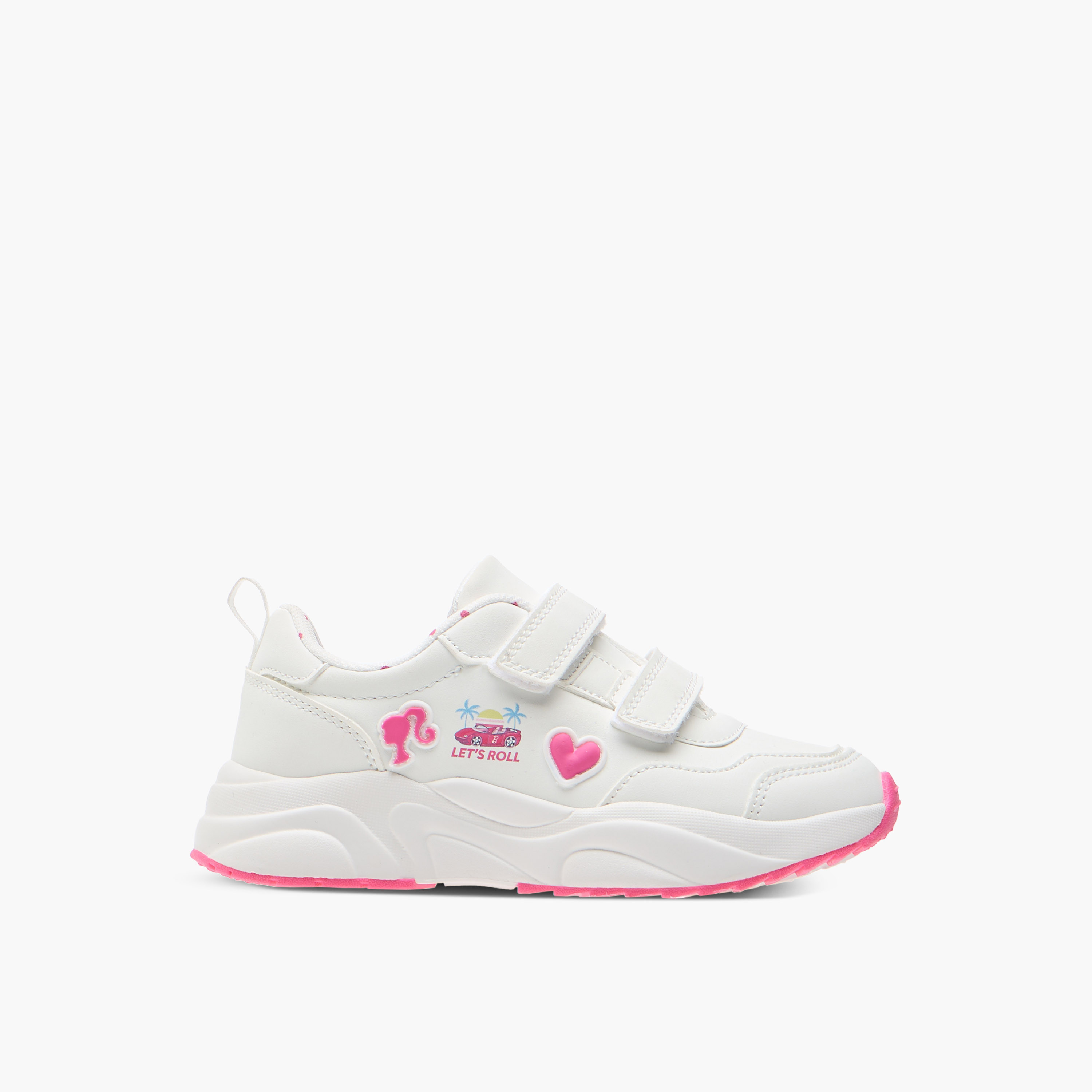 Barbie Applique Detail Sneakers with Hook and Loop Closure-girls-shoes-sneakers-image-3