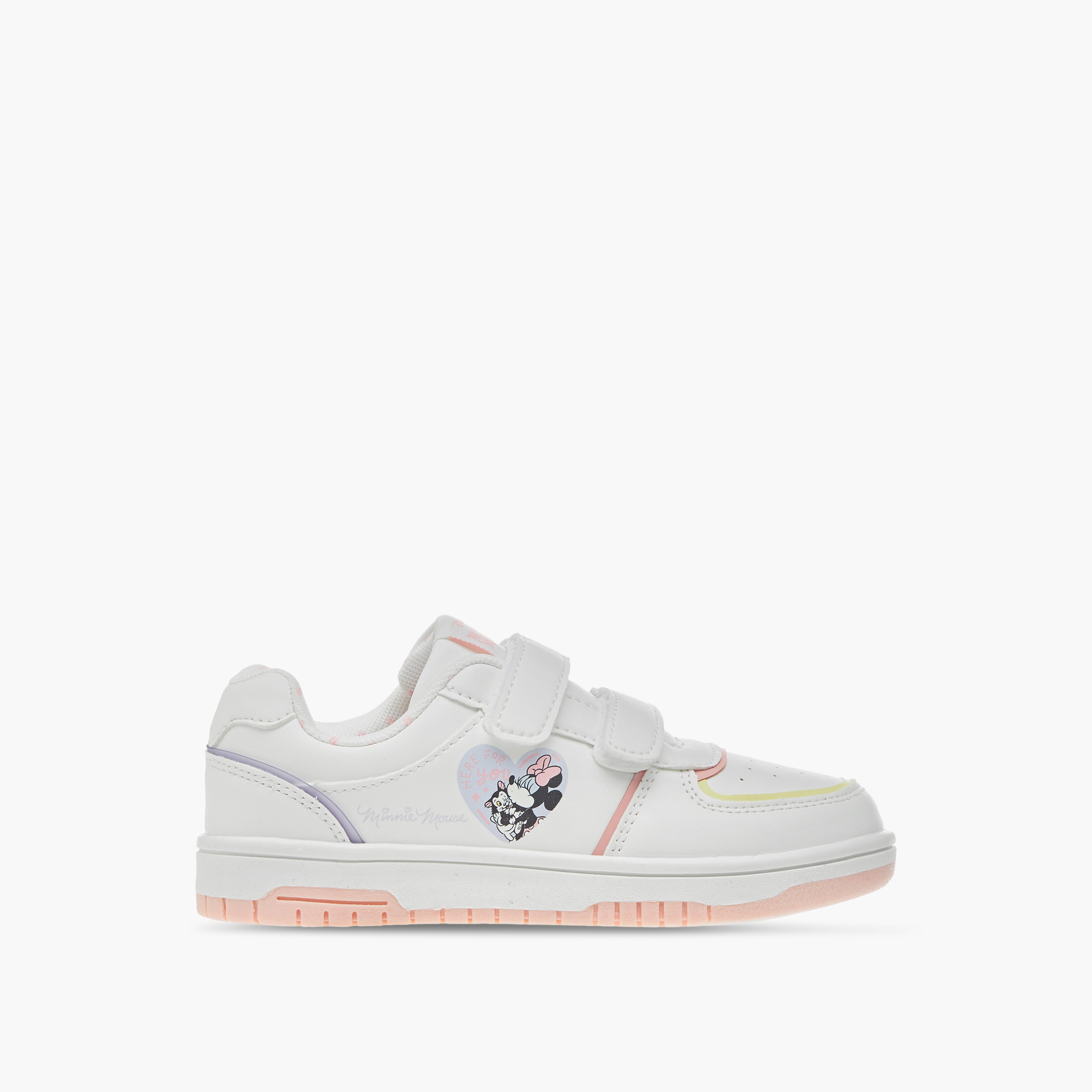 Shop Disney Minnie Mouse Print Sneakers with Hook and Loop Closure