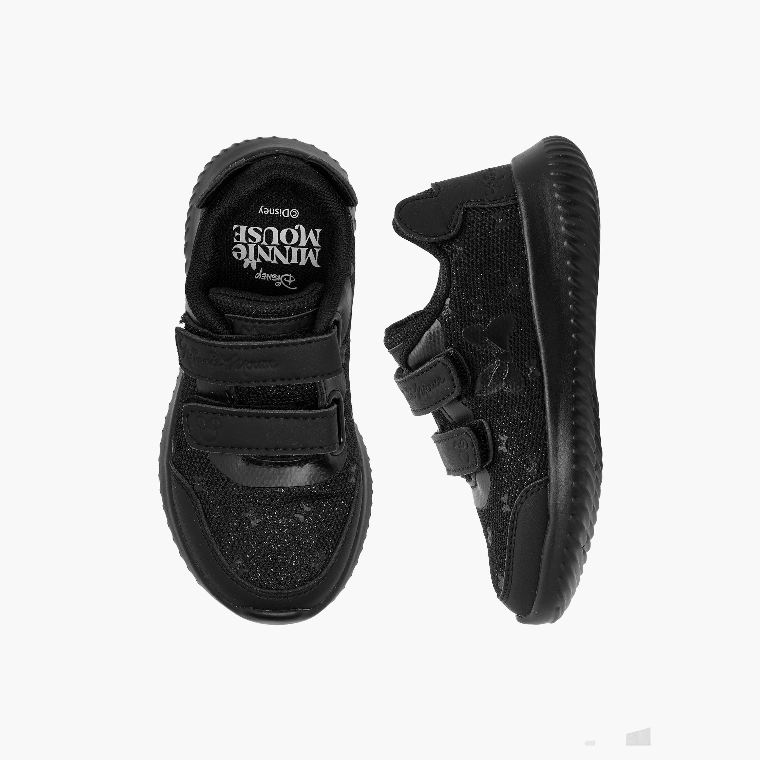 Disney Minnie Mouse Logo Embossed School Shoes with Hook and Loop Closure-girls-shoes-schoolshoes-image-1