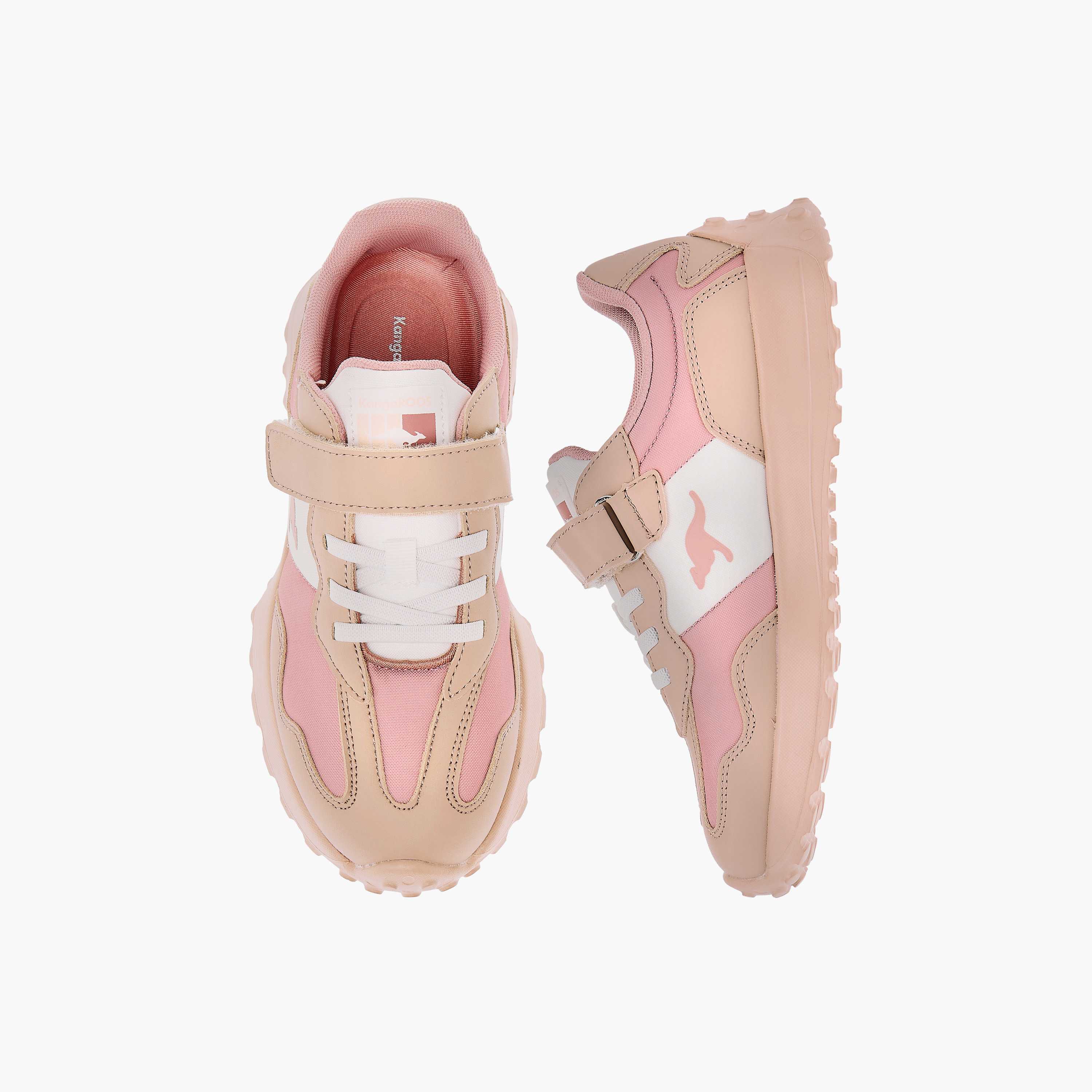 KangaROOS Girls' Panelled Sports Shoes with Hook and Loop Closure-girls-shoes-sneakers-image-1