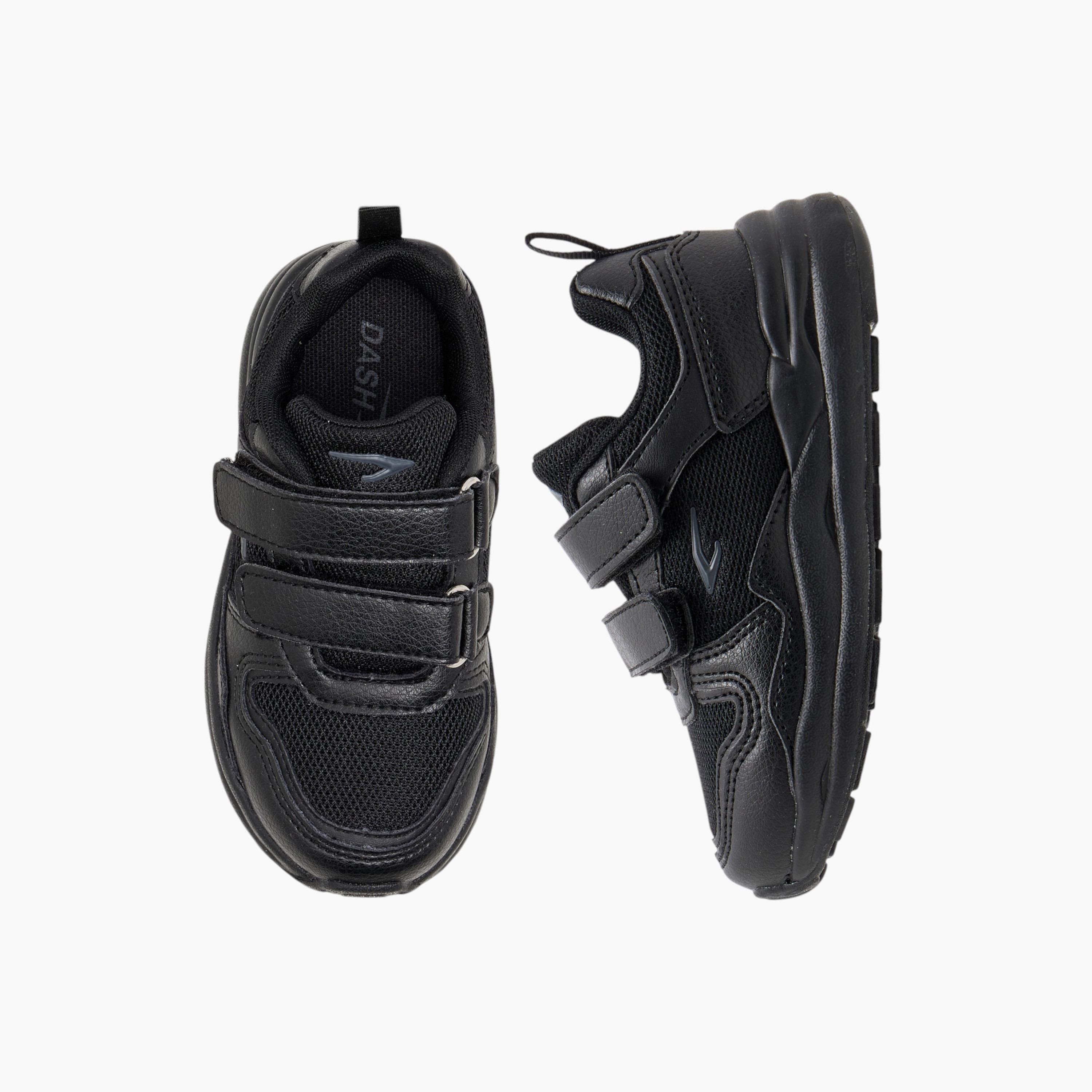 Dash Panelled School Shoes with Hook and Loop Closure-boys-shoes-sneakers-image-1