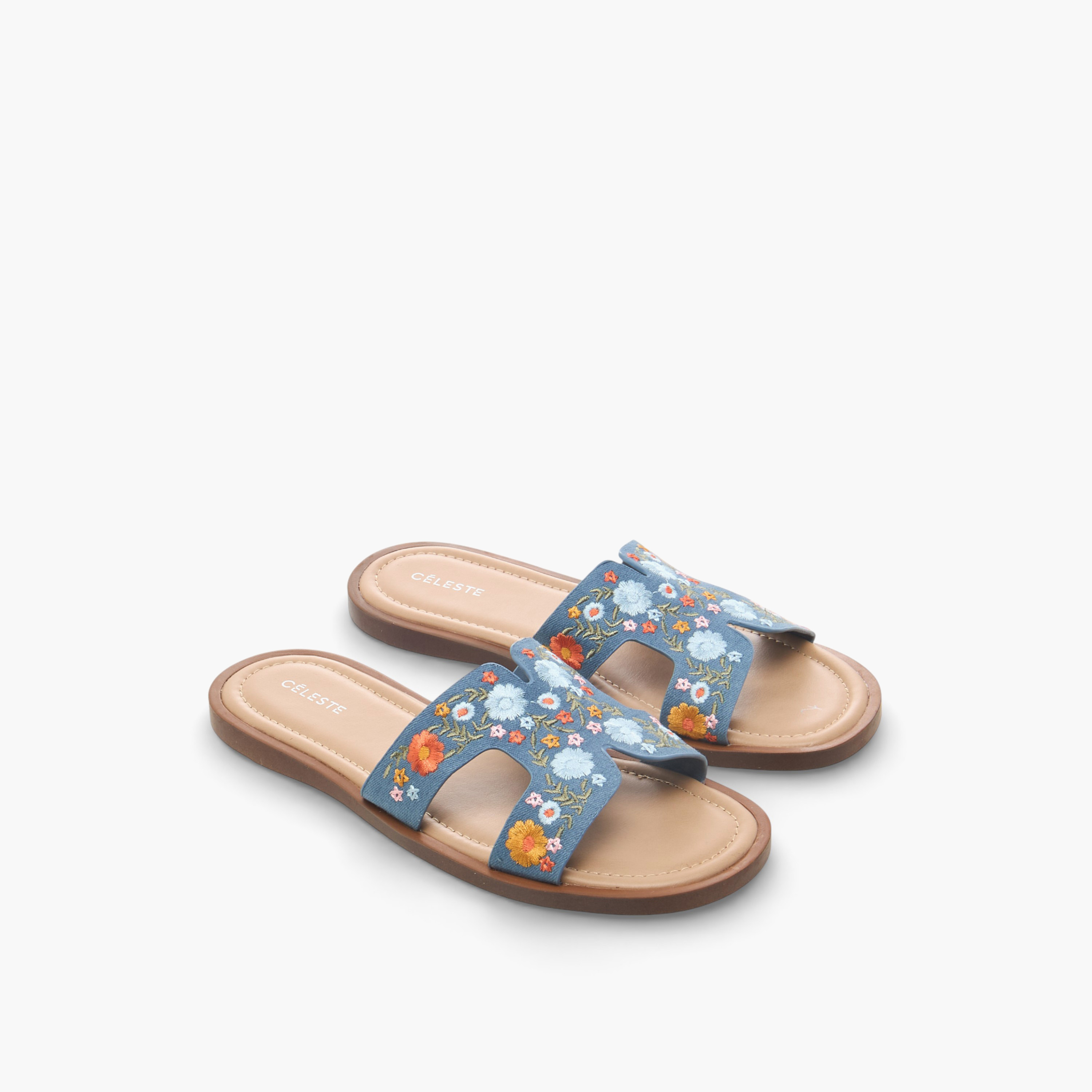 صندل مسطح يتطريزات زهرية للنساء من سيليست-women-shoes-flats-sandals-image-1
