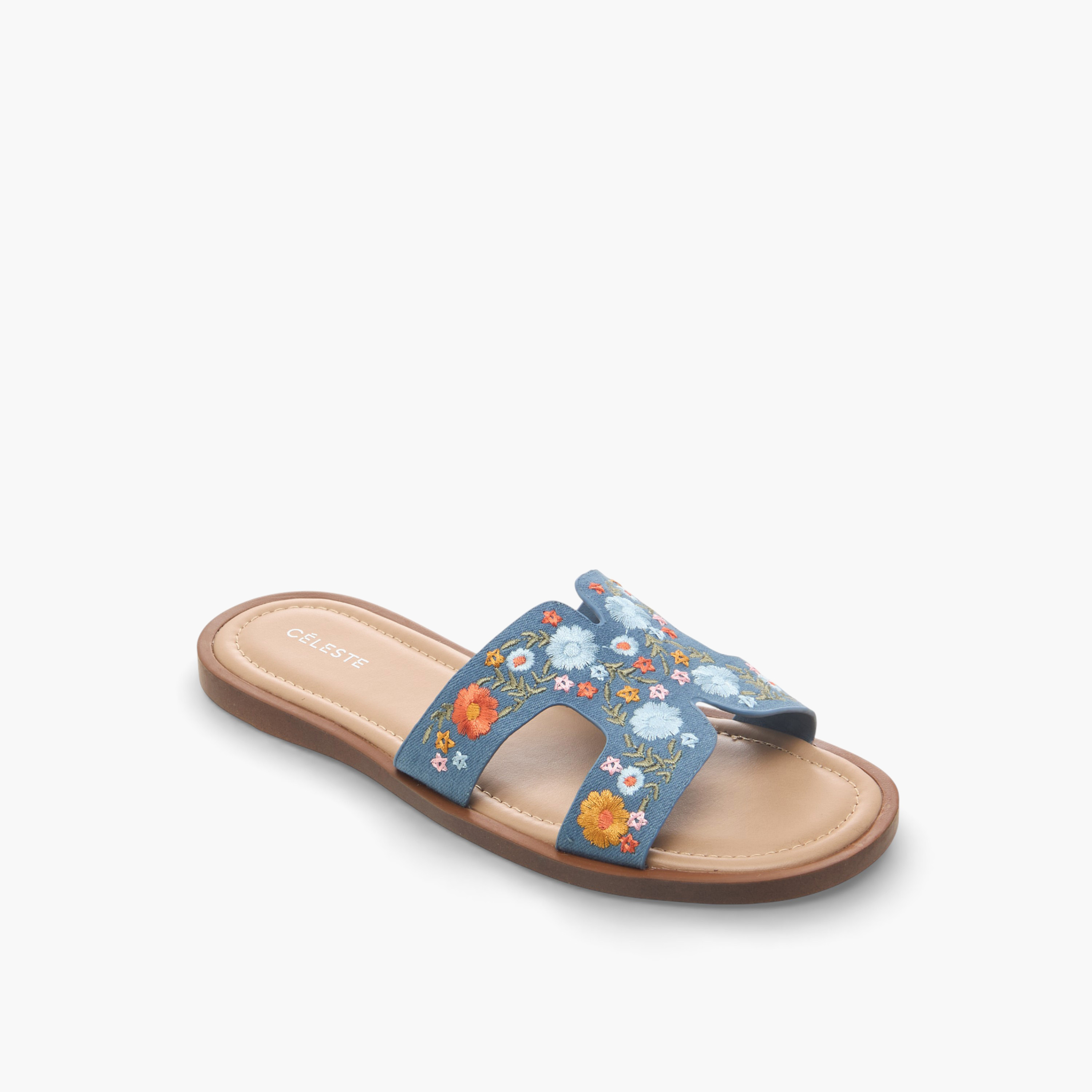 صندل مسطح يتطريزات زهرية للنساء من سيليست-women-shoes-flats-sandals-image-3