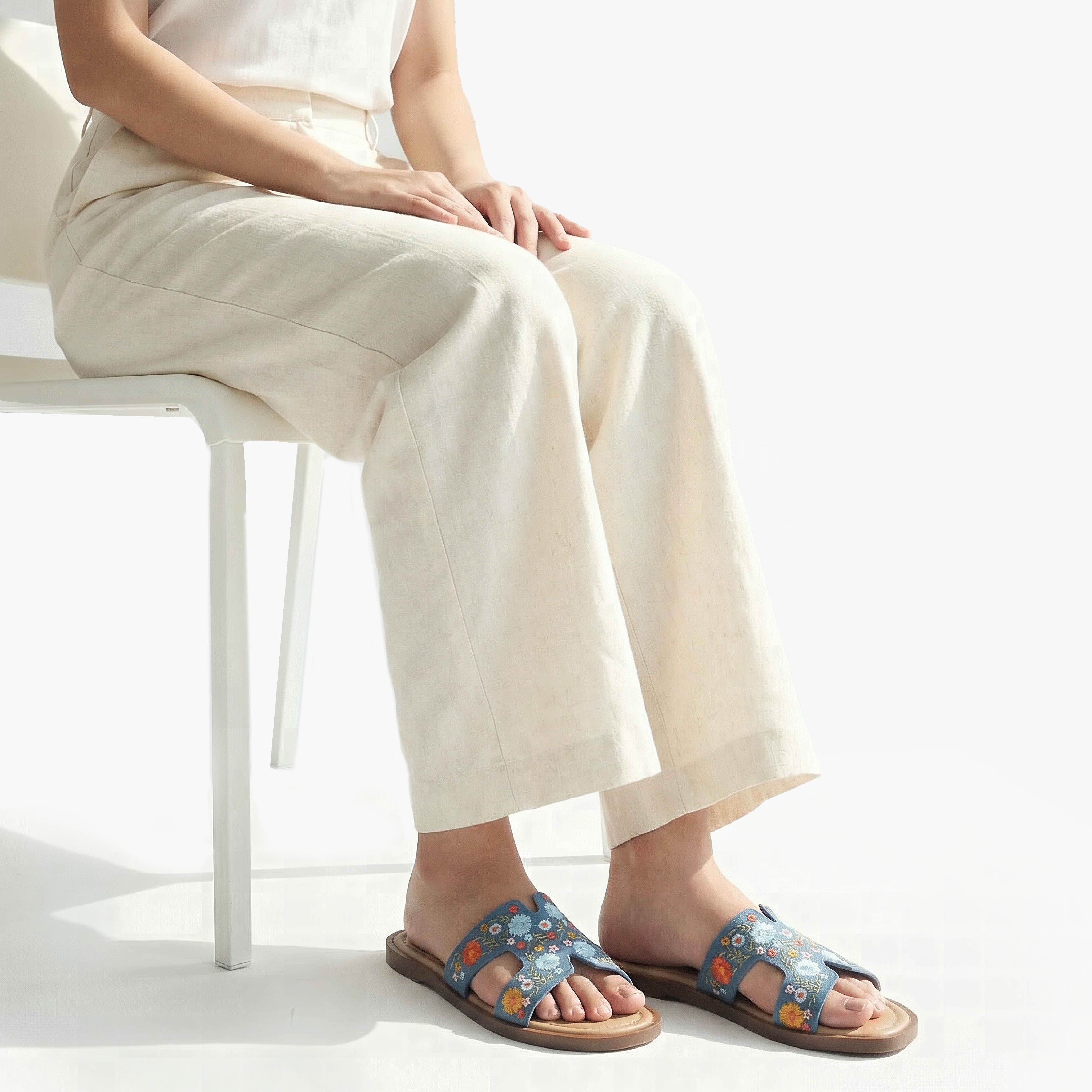 صندل مسطح يتطريزات زهرية للنساء من سيليست-women-shoes-flats-sandals-image-2