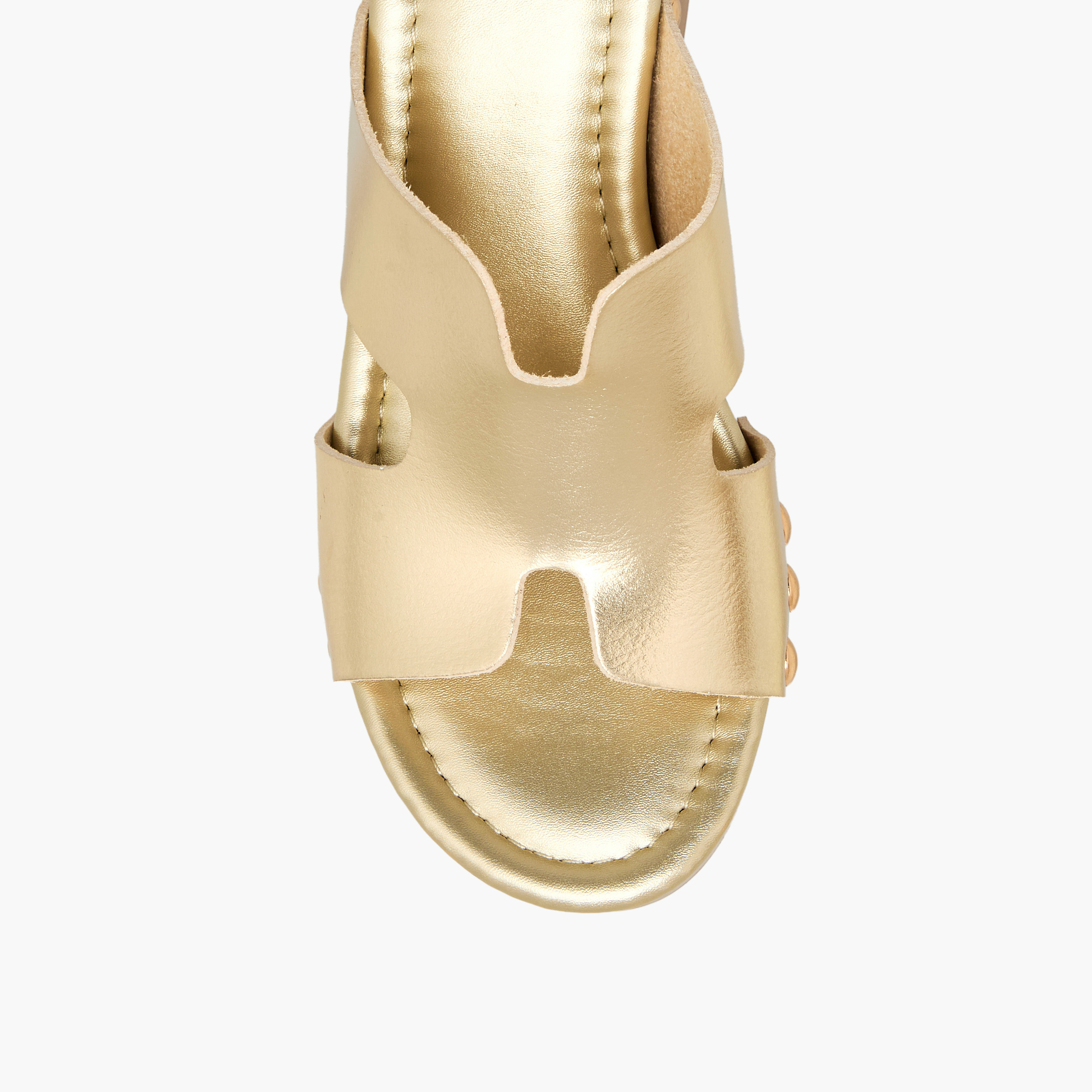 Surestep Women Metallic Lightweight Platform Heel Sandals with Rivet Detailing-women-shoes-sandals-heeled-image-4