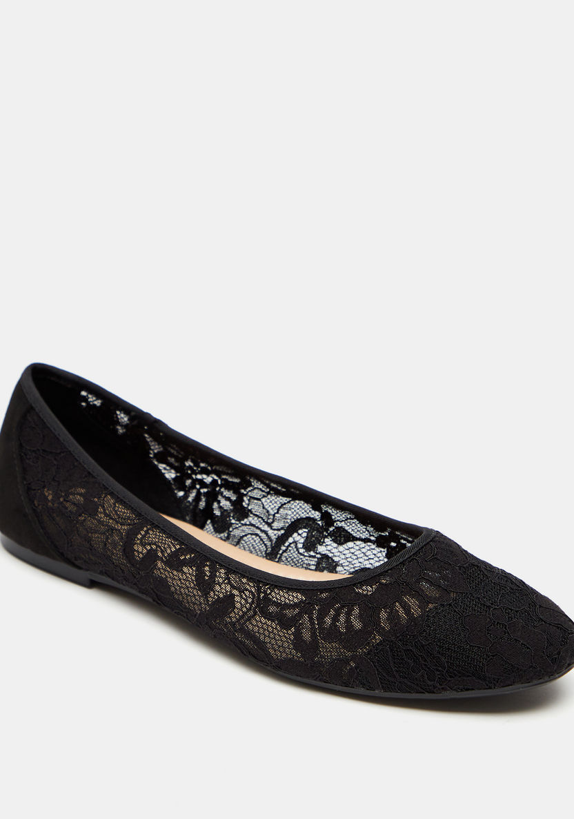 Celeste Women's Lace Textured Slip-On Round Toe Ballerina Shoes-Women%27s Ballerinas-image-0