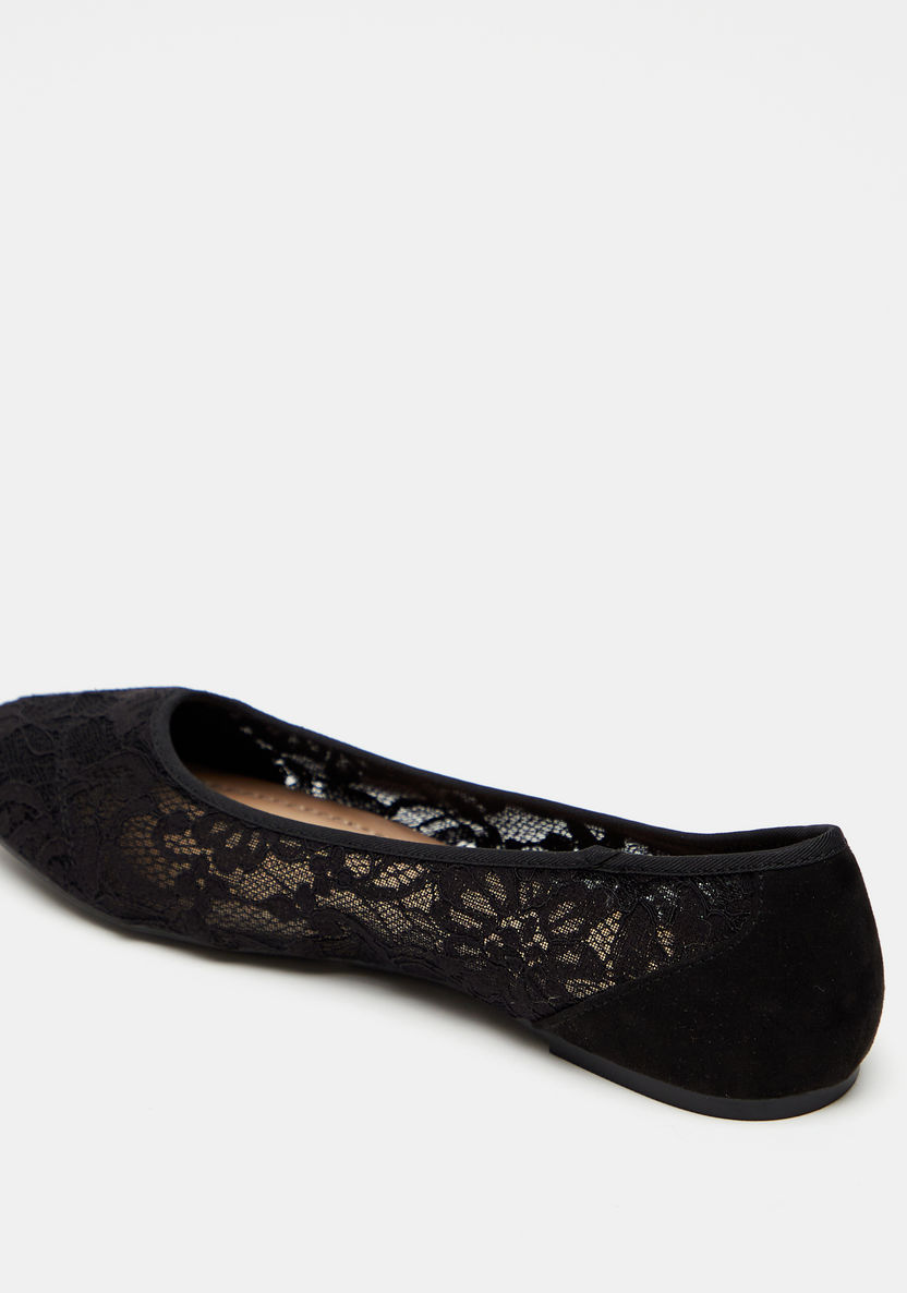 Celeste Women's Lace Textured Slip-On Round Toe Ballerina Shoes-Women%27s Ballerinas-image-1