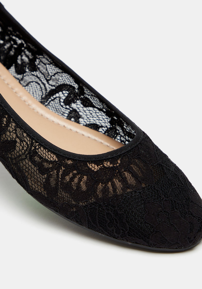 Celeste Women's Lace Textured Slip-On Round Toe Ballerina Shoes-Women%27s Ballerinas-image-3