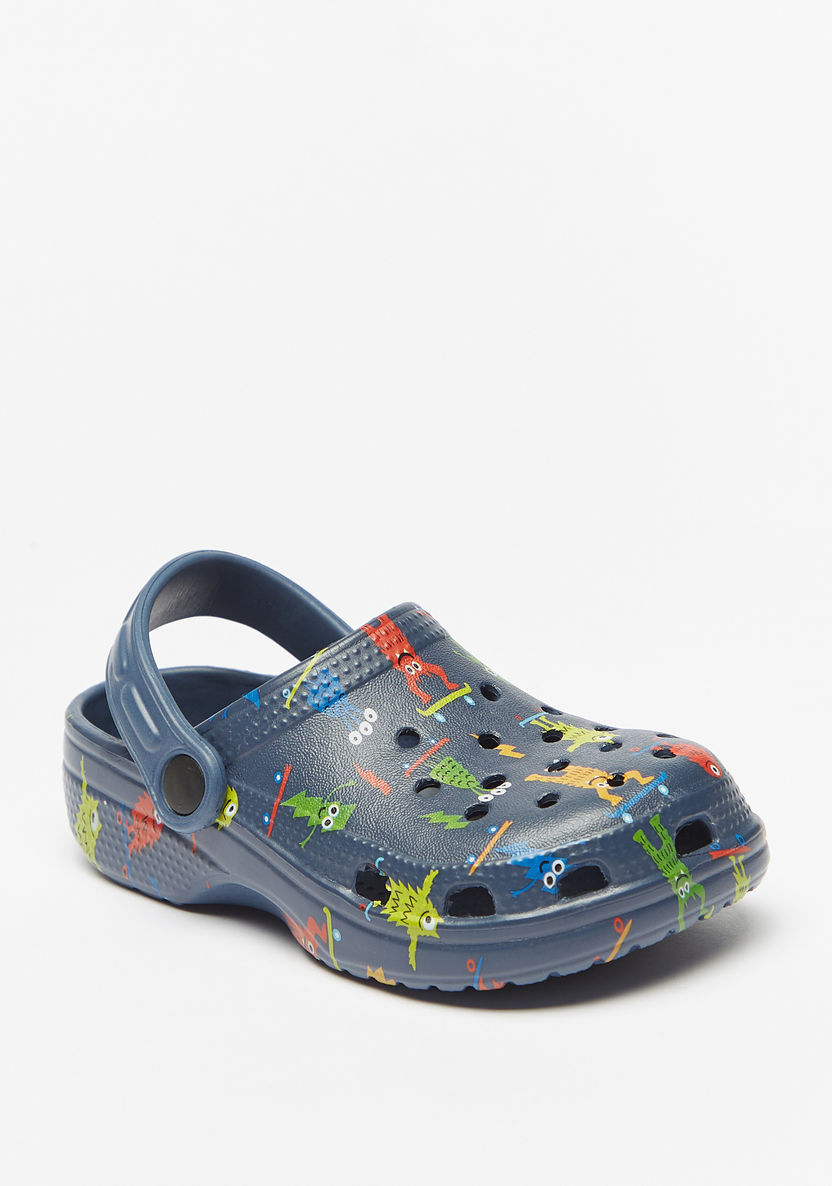 Aqua Printed Slip-On Clogs-Boy%27s Flip Flops & Beach Slippers-image-0