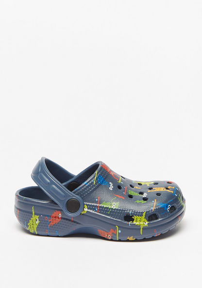 Aqua Printed Slip-On Clogs-Boy%27s Flip Flops & Beach Slippers-image-2