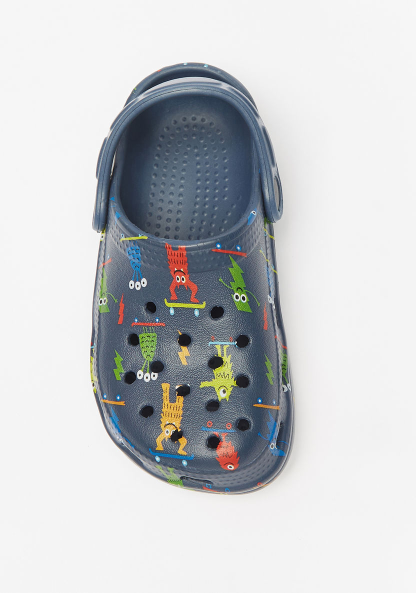 Aqua Printed Slip-On Clogs-Boy%27s Flip Flops & Beach Slippers-image-3