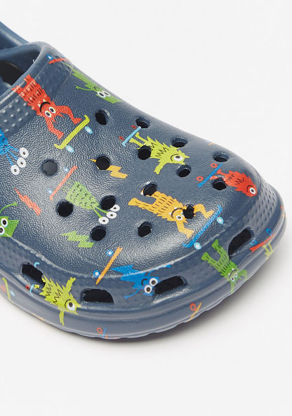 Aqua Printed Slip-On Clogs-Boy%27s Flip Flops & Beach Slippers-image-5