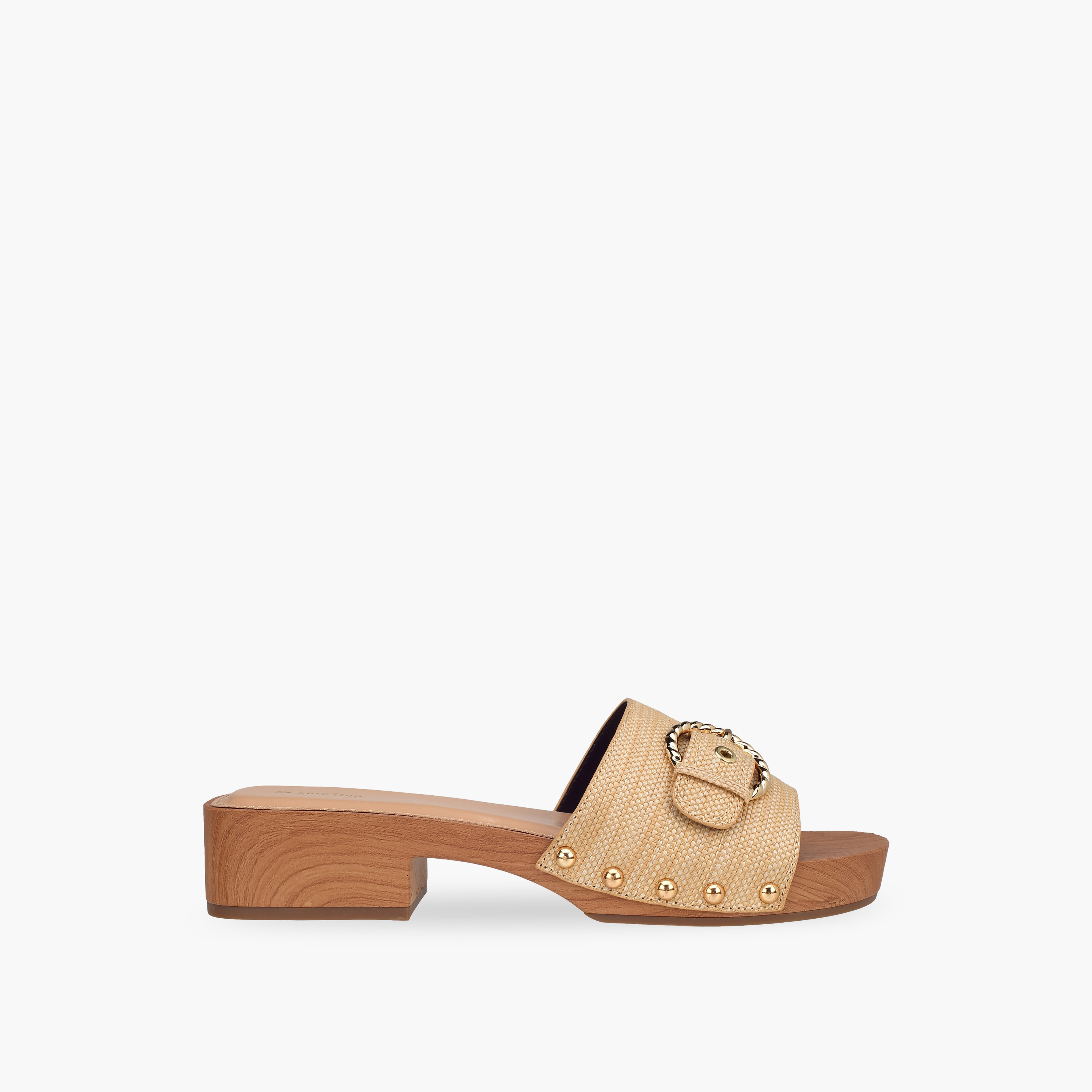 Surestep Women Lightweight Buckle Accent Block Heel Sandals with Studded Trim-women-shoes-sandals-heeled-image-8