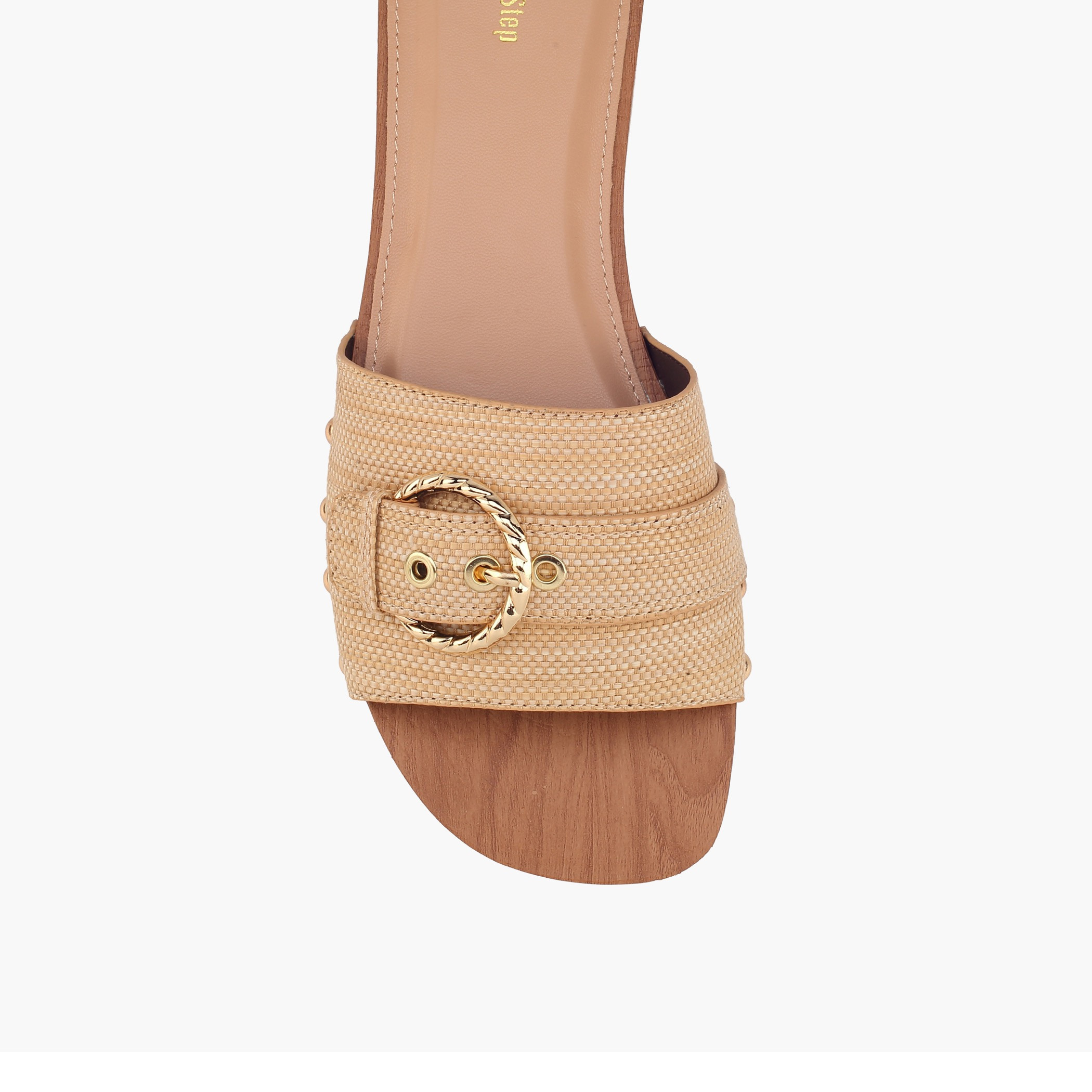 Surestep Women Lightweight Buckle Accent Block Heel Sandals with Studded Trim-women-shoes-sandals-heeled-image-9