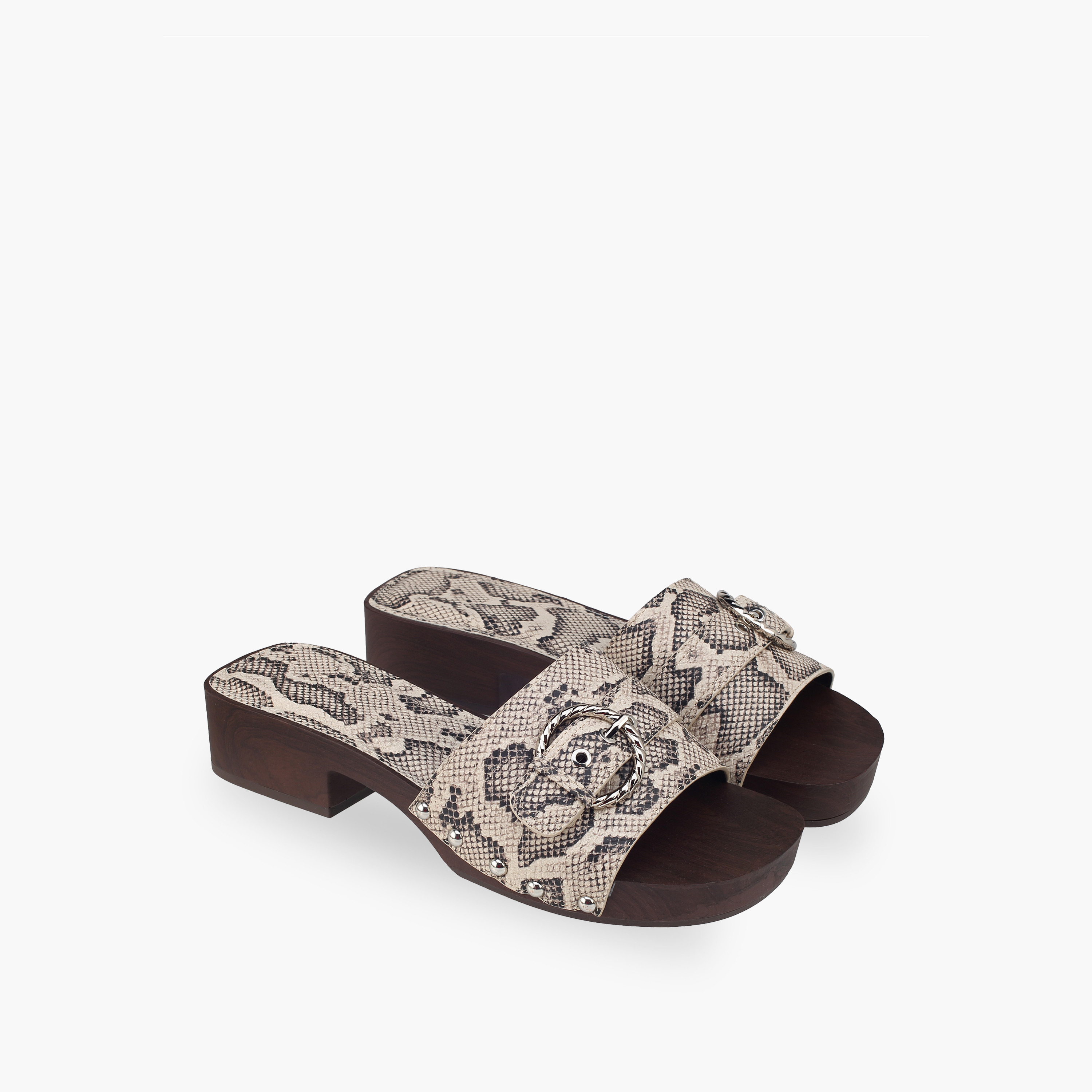 Surestep Women Lightweight Buckle Accent Block Heel Sandals with Studded Trim-women-shoes-sandals-heeled-image-11