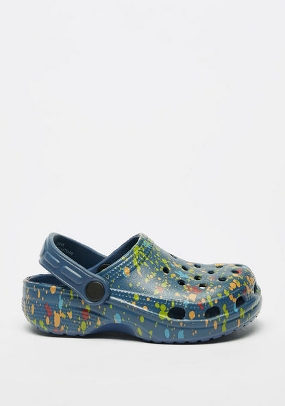 Aqua Splatter Print Clogs-Boy%27s Flip Flops & Beach Slippers-image-2