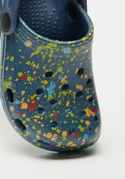 Aqua Splatter Print Clogs-Boy%27s Flip Flops & Beach Slippers-image-3