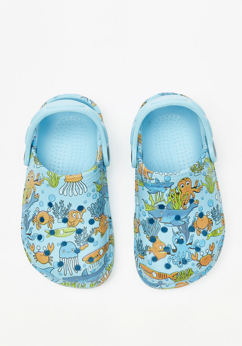 Aqua All-Over Graphic Print Clogs-Boy%27s Flip Flops & Beach Slippers-image-0