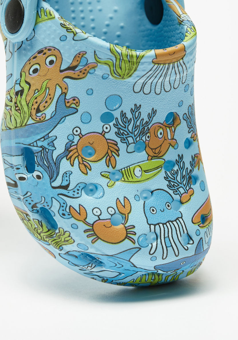 Aqua All-Over Graphic Print Clogs-Boy%27s Flip Flops & Beach Slippers-image-3