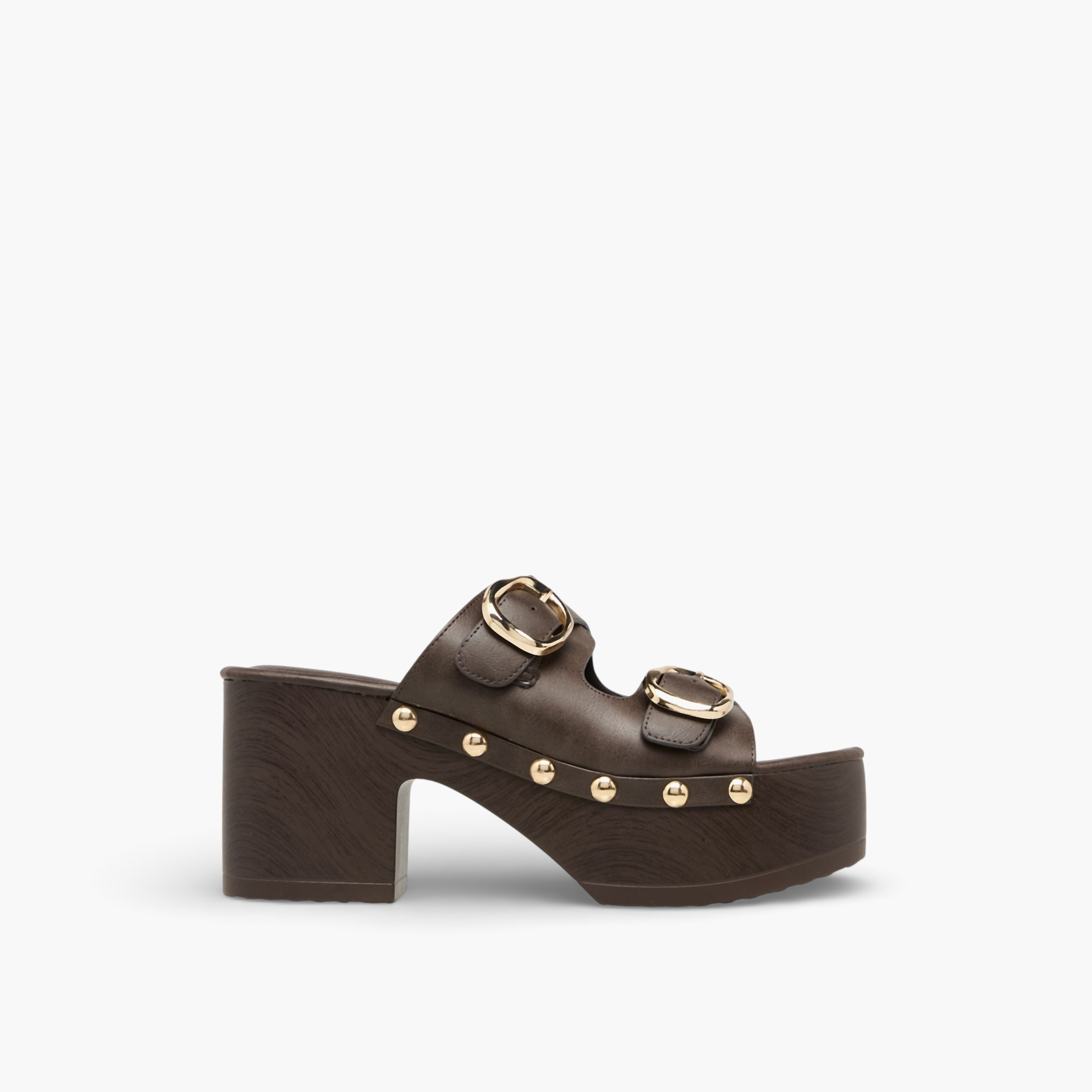 Surestep Women Lightweight Buckle Detail Platform Sandals with Studded Trim-women-shoes-sandals-heeled-image-3