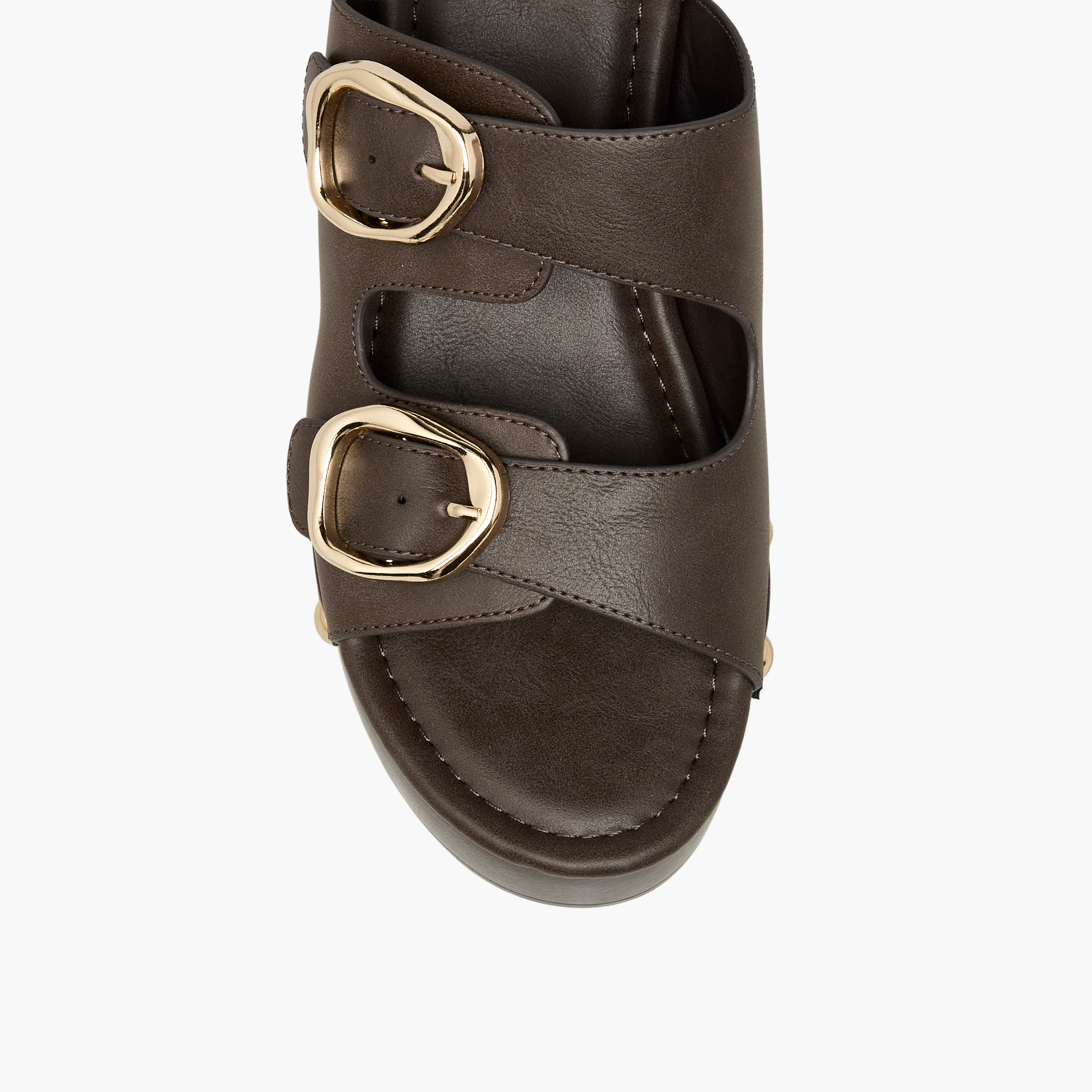 Surestep Women Lightweight Buckle Detail Platform Sandals with Studded Trim-women-shoes-sandals-heeled-image-4