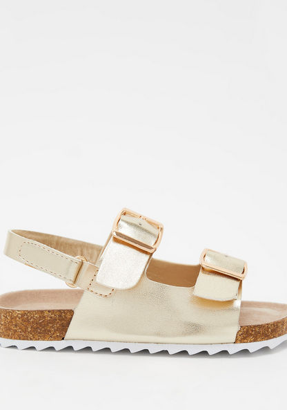 Textured Sandals with Buckle Accent and Hook and Loop Closure-Girl%27s Sandals-image-0